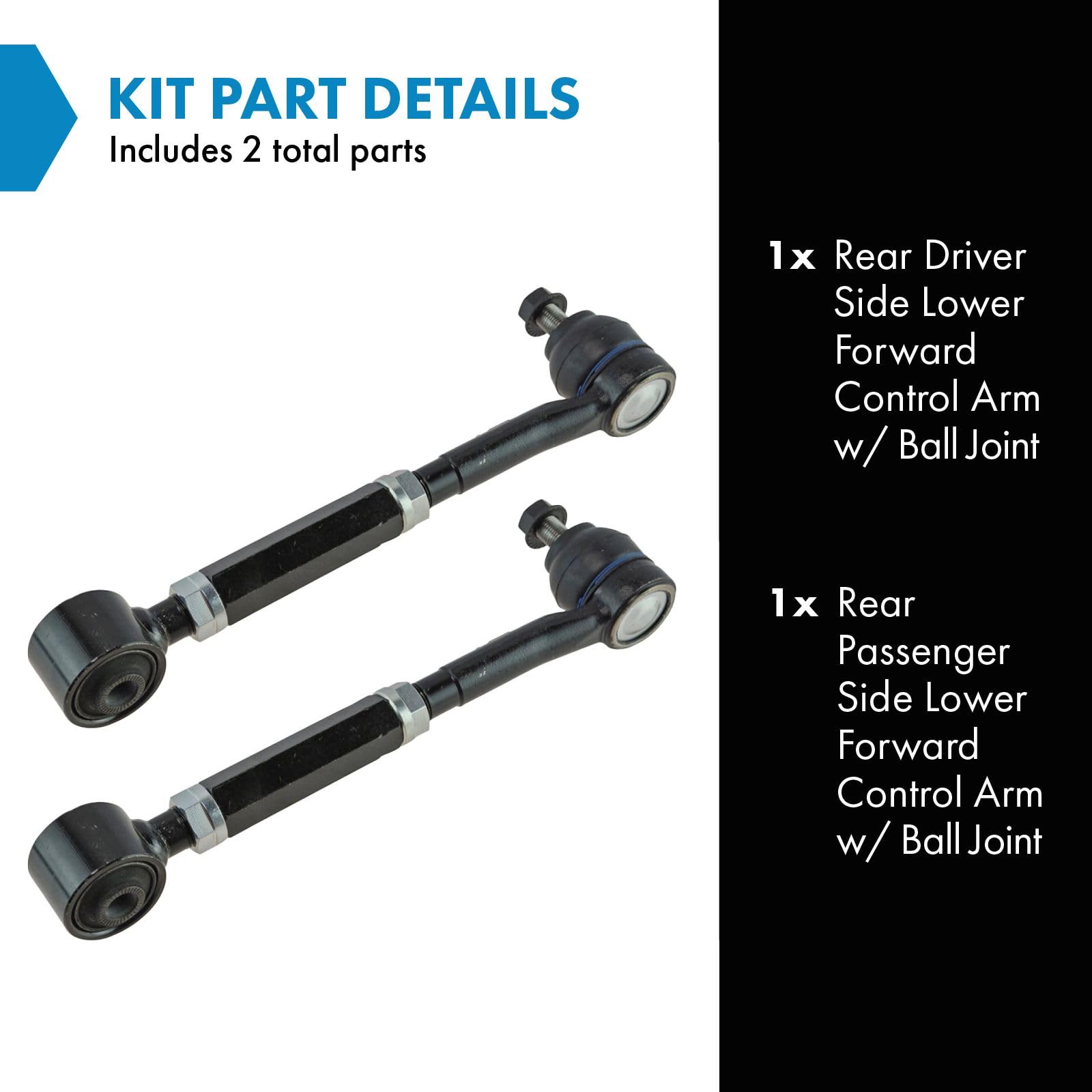 Trq Rear Lower Control Arm With Ball Joint Set Driver & Passenger Side Lower Forward Compatible With 2006-2010 Toyota Rav4