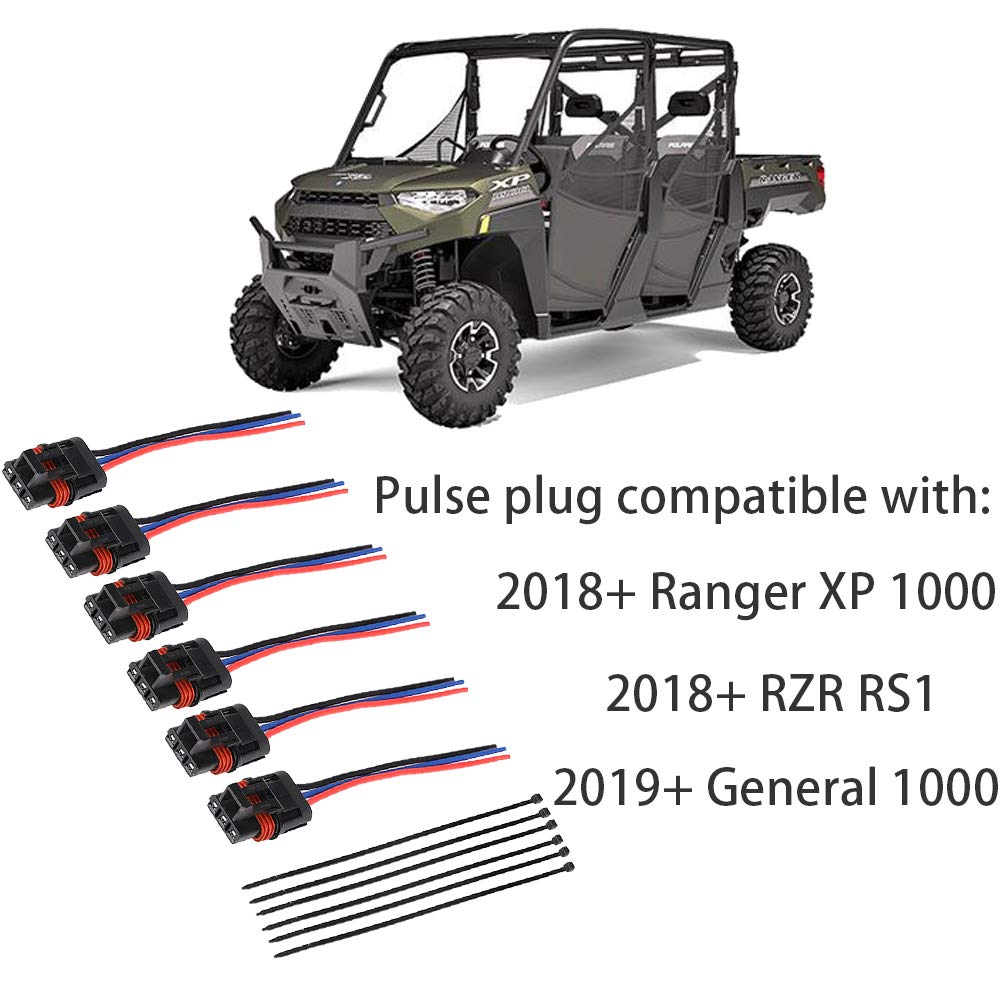 12Awg Pulse Power Plug Pigtail Connector Compatible With 2018 2019 2020 2021 Polaris Ranger Xp 1000 /Rzr Rs1 Pro General - Bus Bar Harness Pigtail Connectors 6Pcs (6 Pcs)