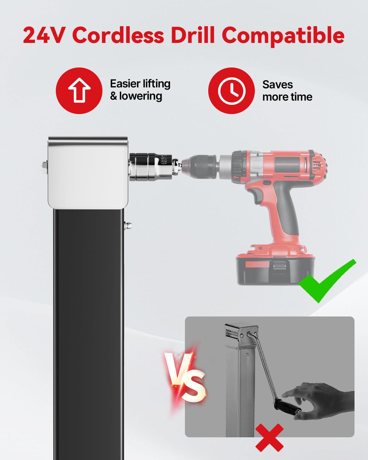 FZZD 8000 lbs Heavy Duty Trailer Jack, 20-24V Cordless Drill Compatible,28.6'' Lift, for Utility, Yacht, Boat Trailer Jack,Black