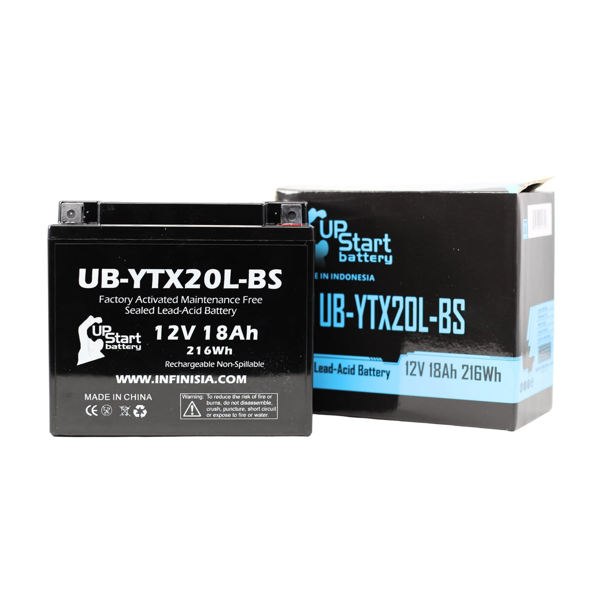 Replacement For Ytx20L-Bs Battery 12V 18Ah Sla - Compatible With 2010 Triumph Thunderbird 1600 Cc Motorcycle, 2014 Polaris Rzr 8