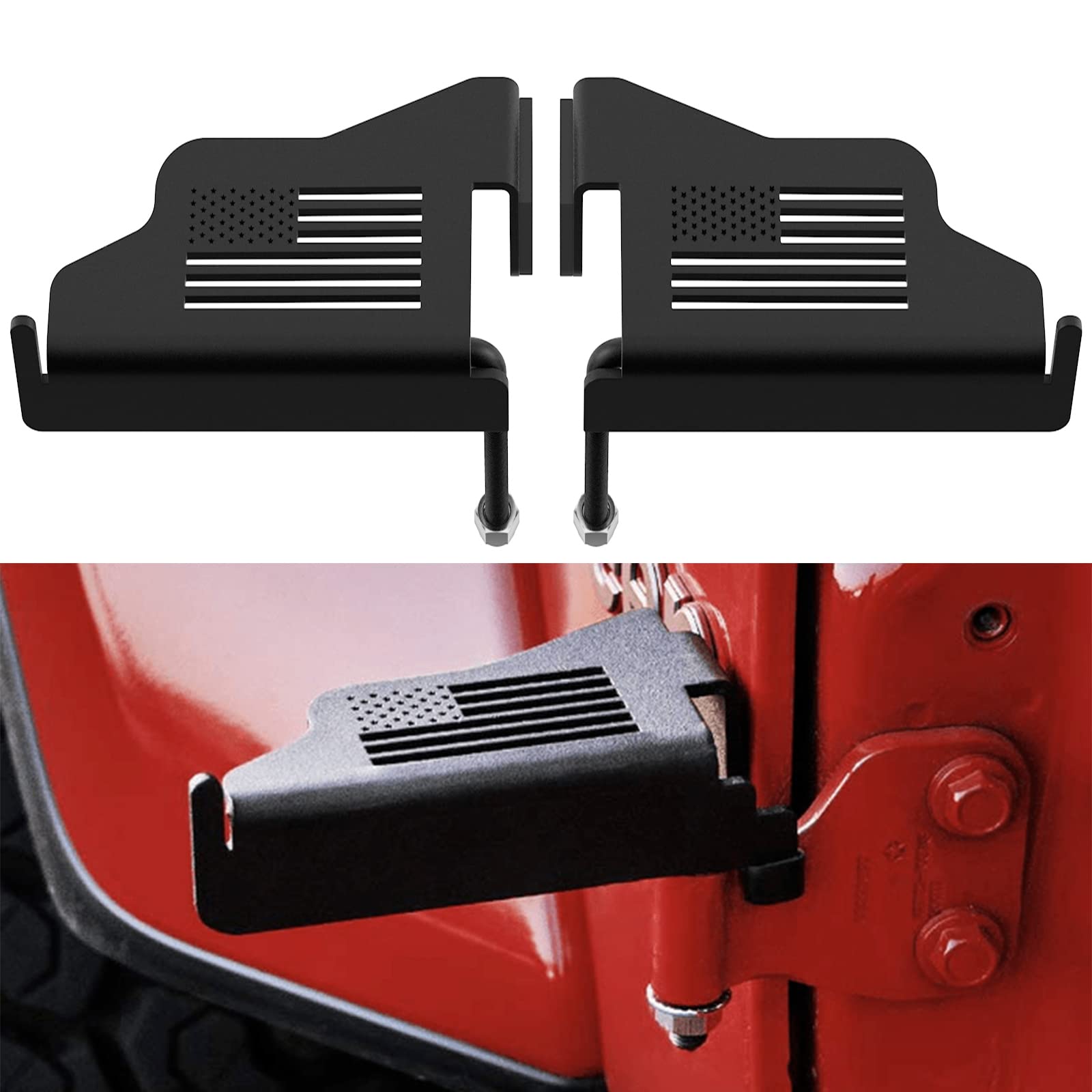 Door-off Foot Pegs for Jeep Wrangler - Exterior Door Hinge Mounted Pedal Set of 2 Metal Powdercoated Bolt On Installation,Compat
