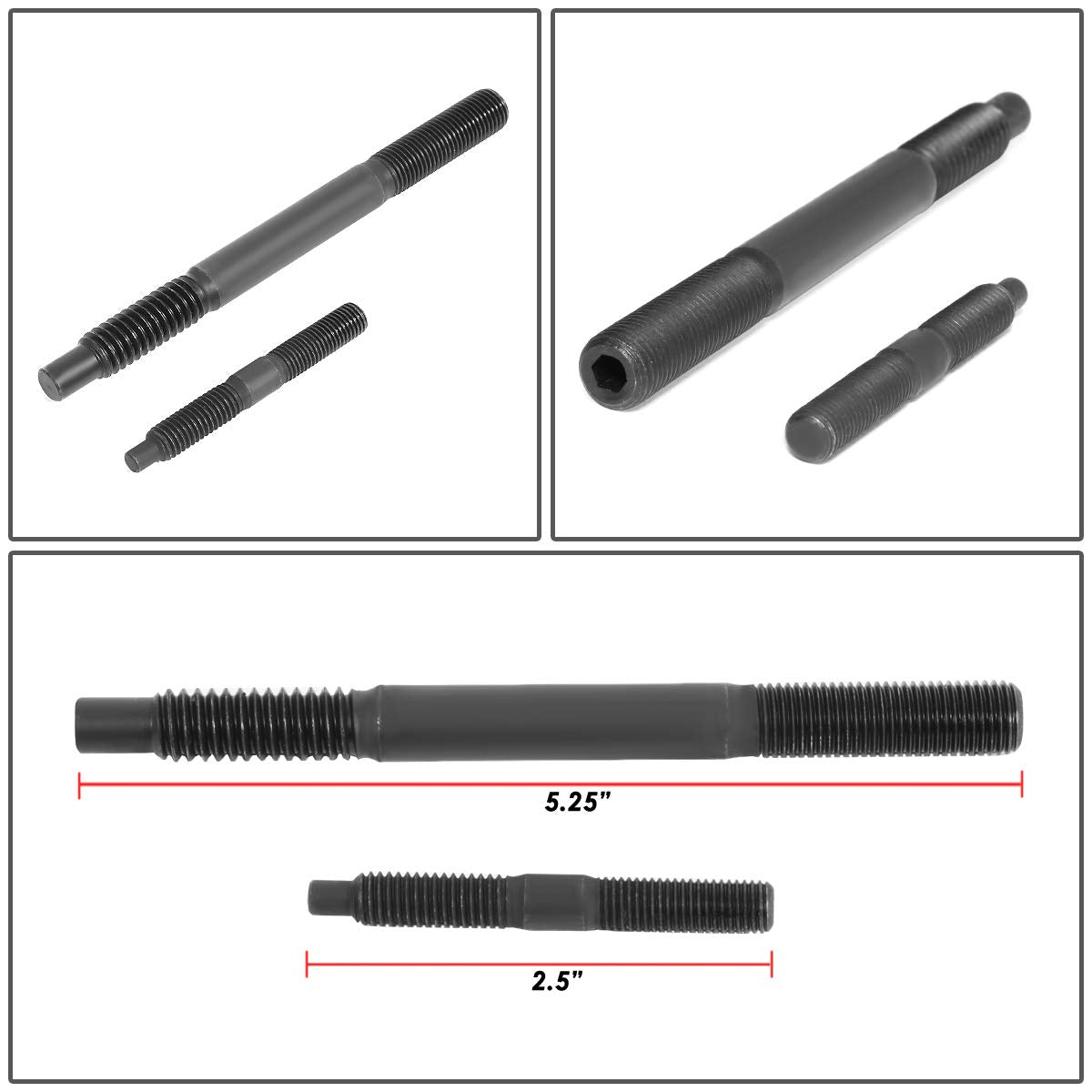 DNA MOTORING LEPOW-015 Steel 12-Point Cylinder Head Studs Nuts Set For 04-Newer LS1 LS3 Chevy LS1 LS6 L98, Black