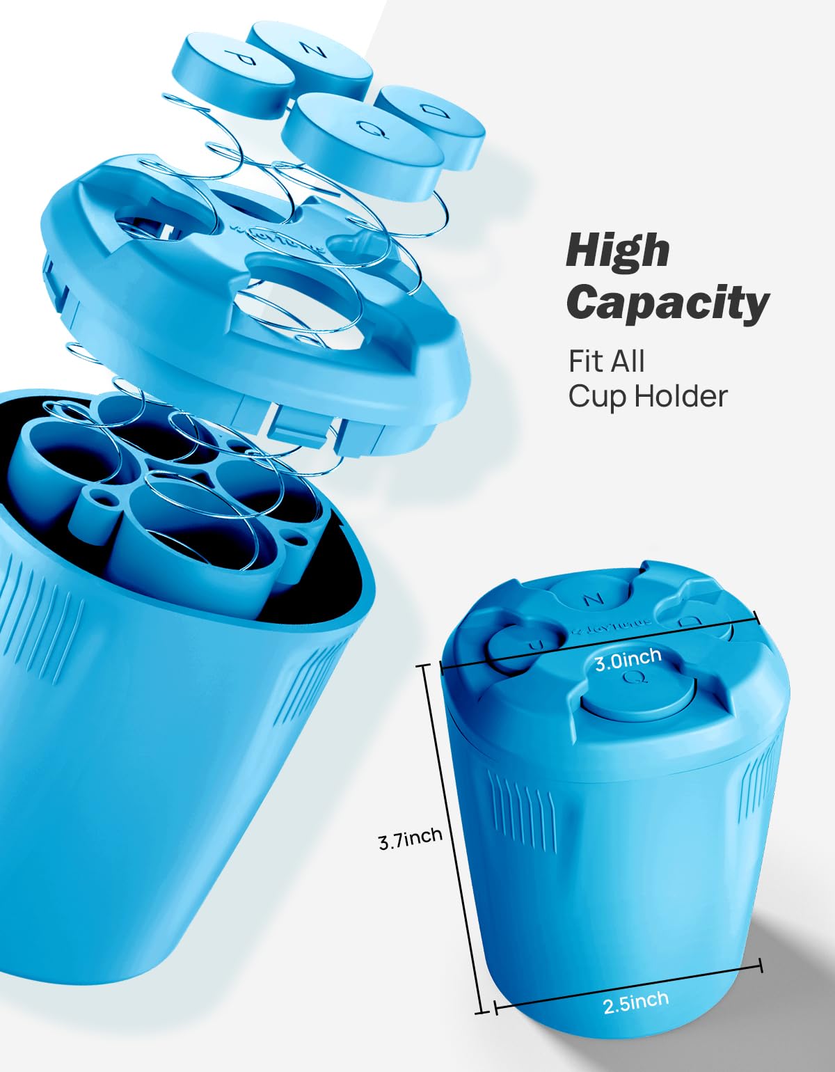 Joytutus Car Coin Holder - High Capacity, Universal Fit For Most Cars, Trucks - Sort Coins (Blue), 1 Pack