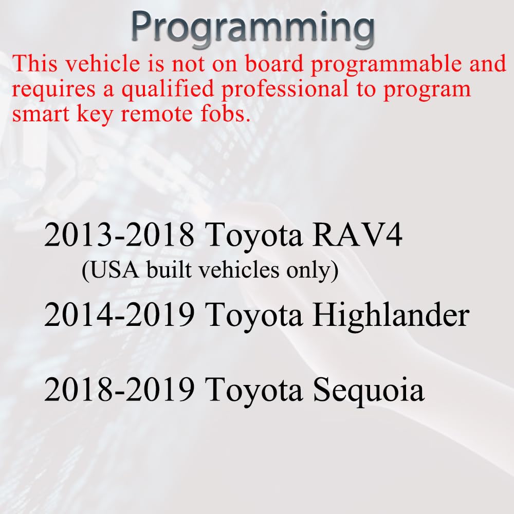 SUPALAND Key Fob Keyless Entry Fits for Toyota RAV4 Highlander Sequoia 2013 2014 2015 2016 2017 2018 Remote Control Key Replacem