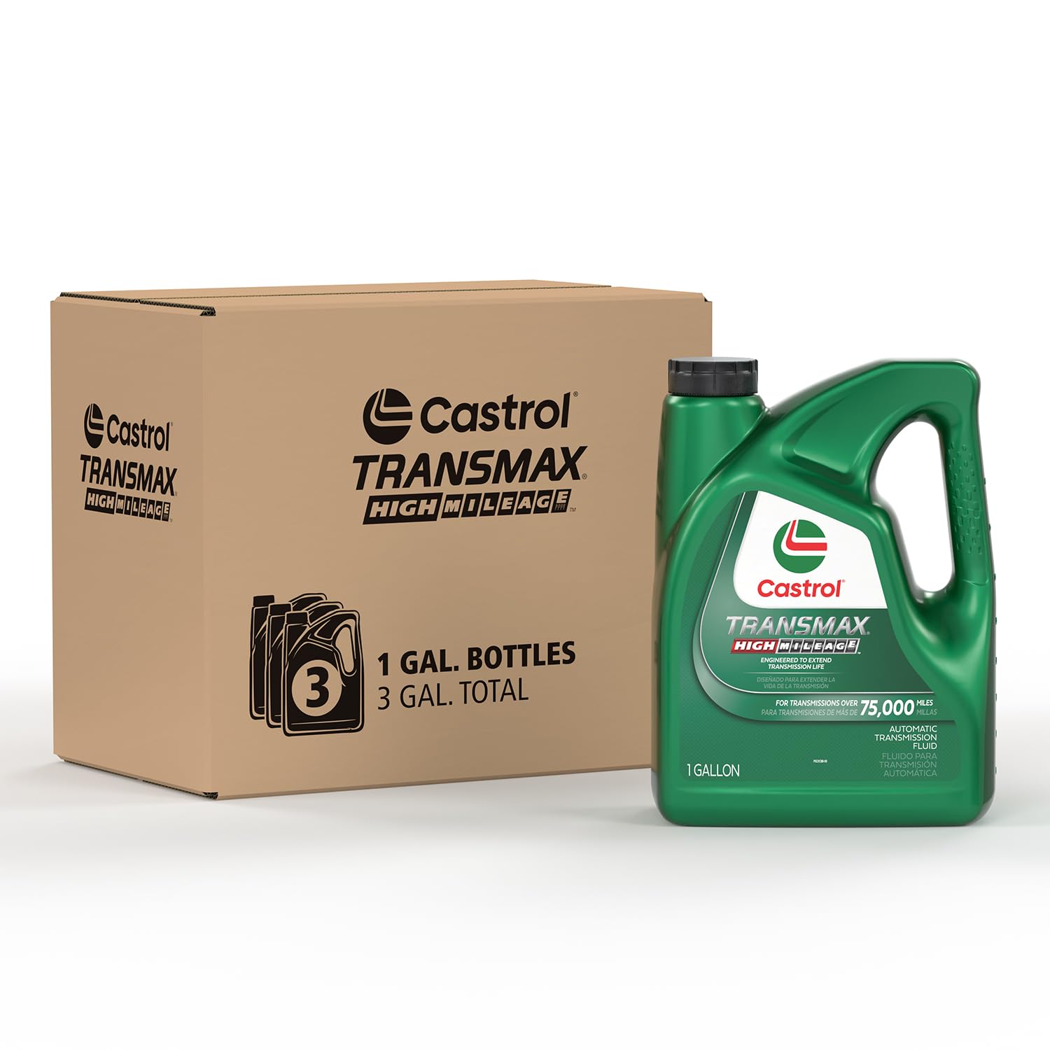 Castrol Transmax Atf Green High Mileage Transmission Fluid - 1 Gallon, (Pack Of 3)