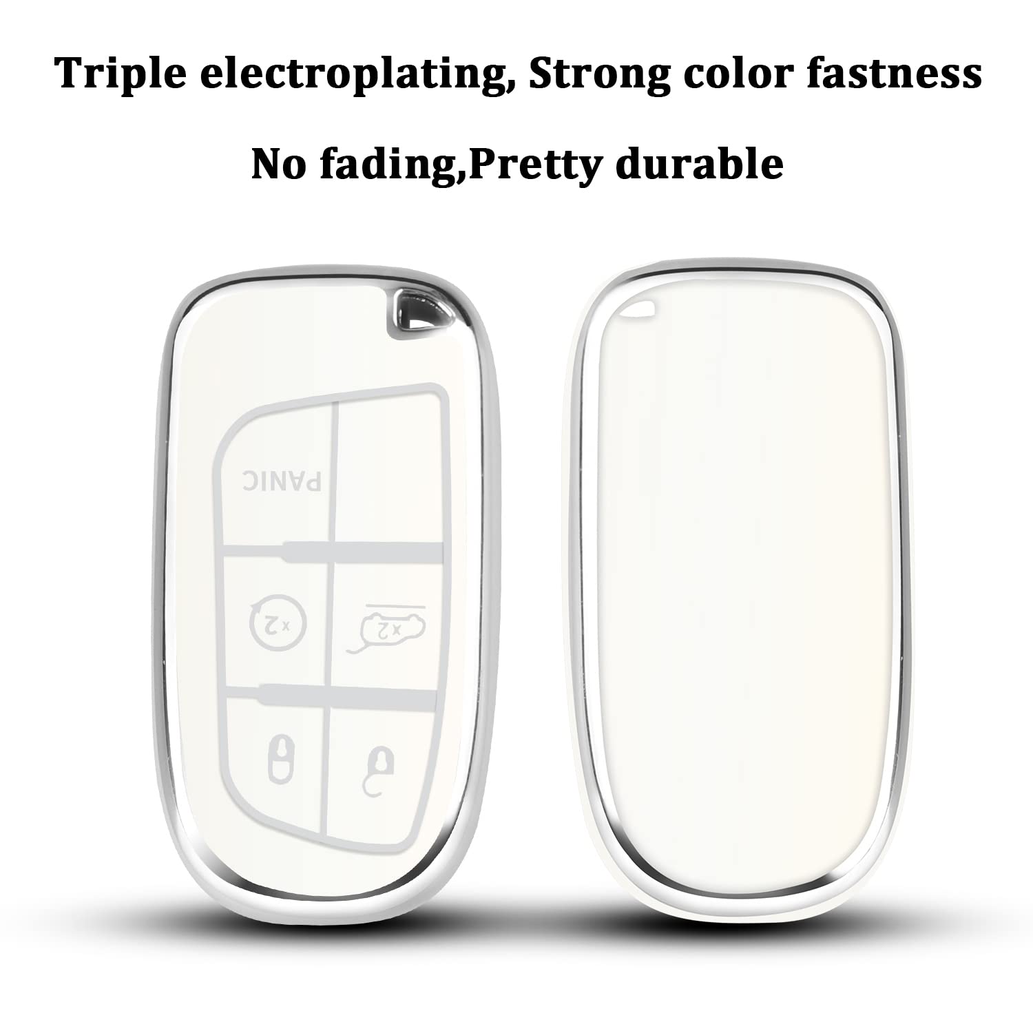 Qbuc For Jeep Key Fob Cover With Keychain Tpu Protection Key Case Compatible With Grand Cherokee Wrangler Renegade Smart Key