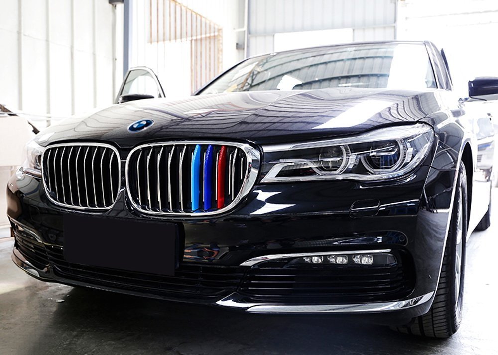 Lanyun M Colors(Red Blue Light Blue) Grille Insert Trims Decorate Compatible With 2016-2018 Bmw G11 G12 7 Series 9-Beam Standard