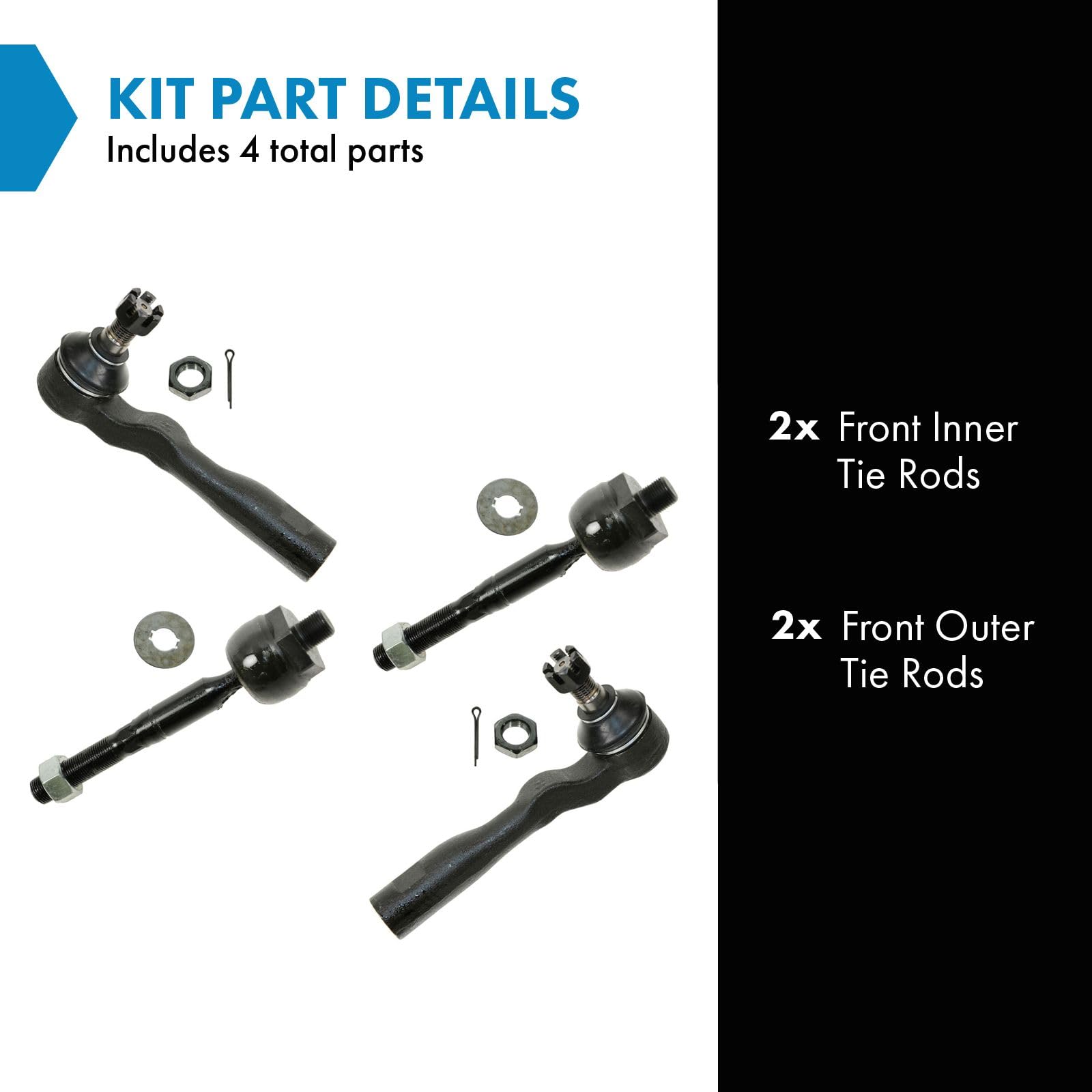 Trq Front Tie Rod Set Compatible With 2003-2007 Toyota Sequoia 2003-2006 Tundra