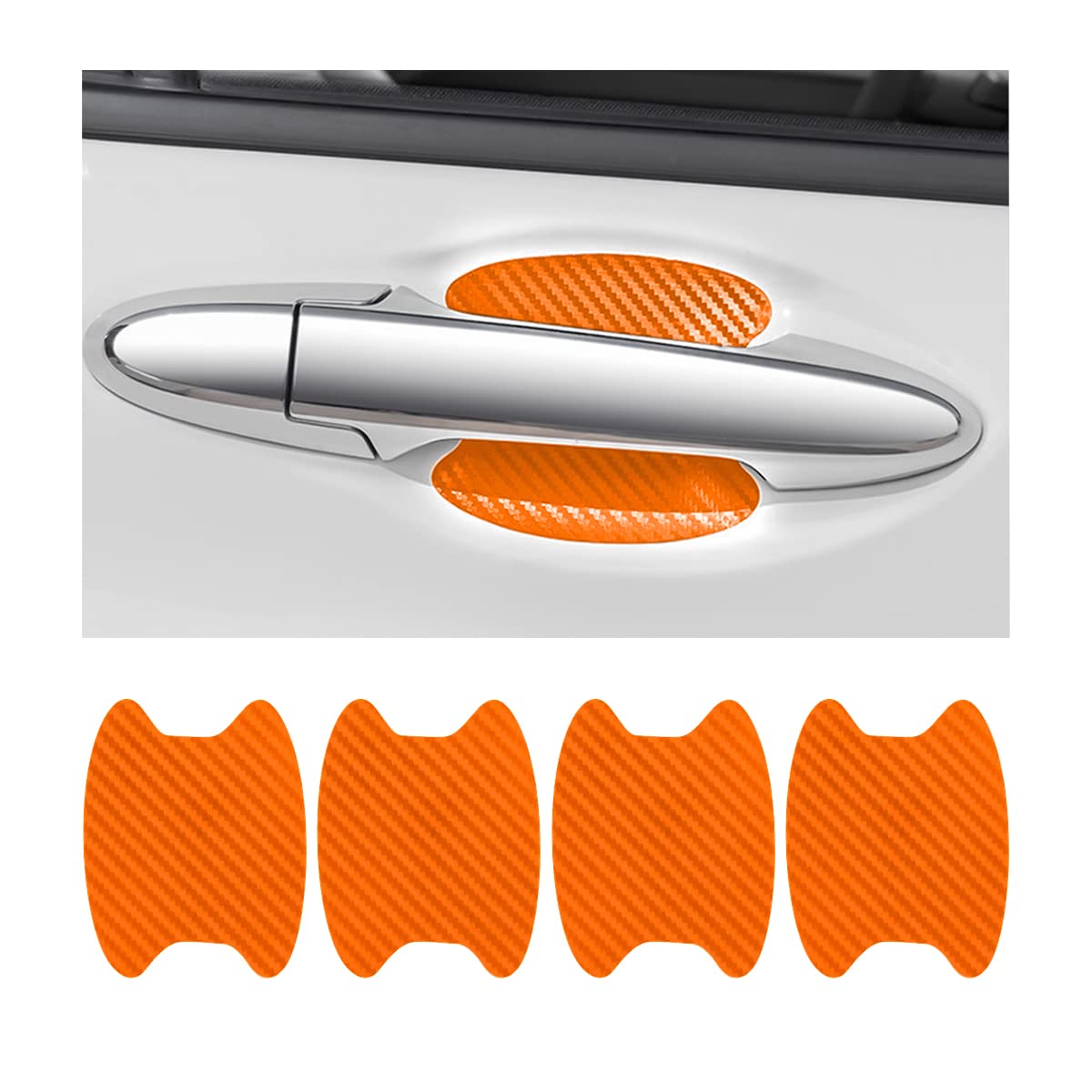 4Pcs Car Door Handle Protector Sticker, Universal Carbon Fiber Anti-Scratches Auto Door Handle Protective Film, Car Door Side Pa