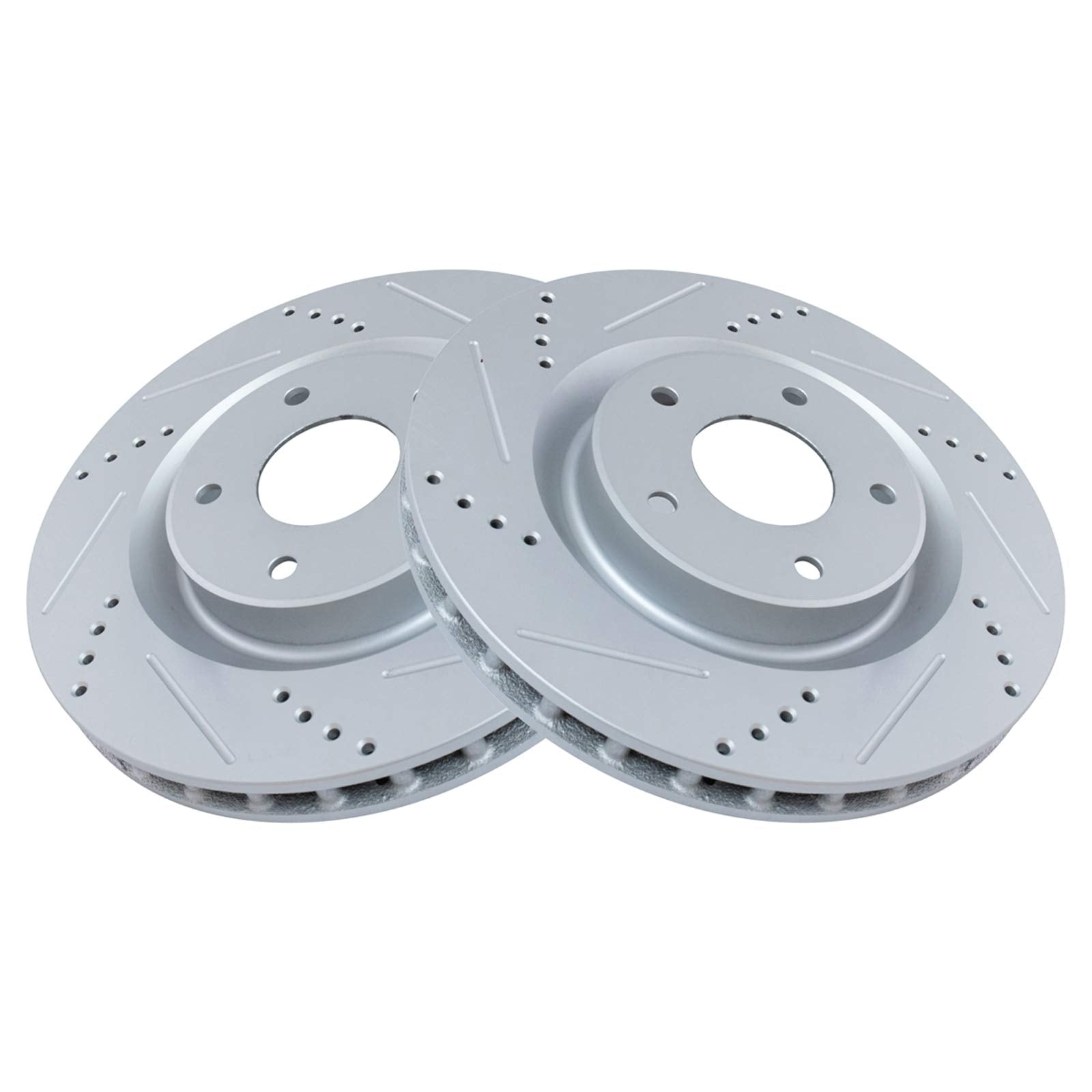 Trq Front Performance Brake Rotors Set Premium G-Coated Cross Drilled & Slotted Compatible With 2004-2009 Cadillac Xlr 2005-2013