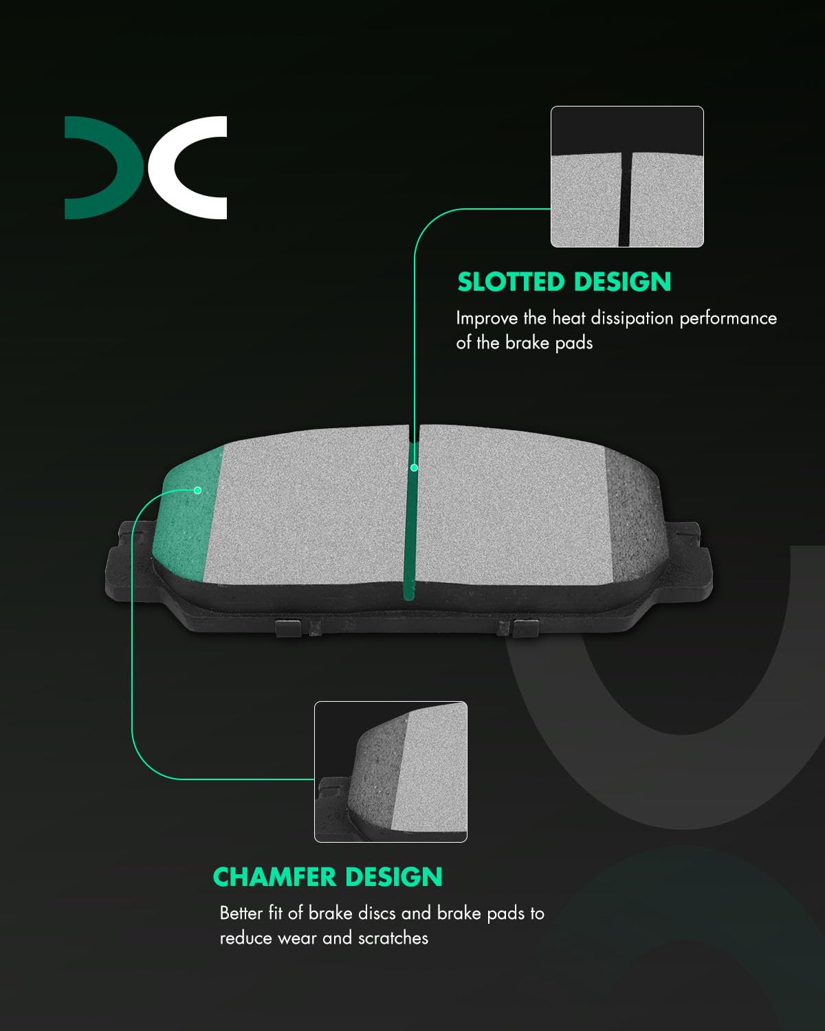 Scitoo D2036 Ceramic Brake Pads Set - Front W/Hardware Replacement For Honda Clarity 2017-2021, Cr-V 2017-2023, Hr-V 2023