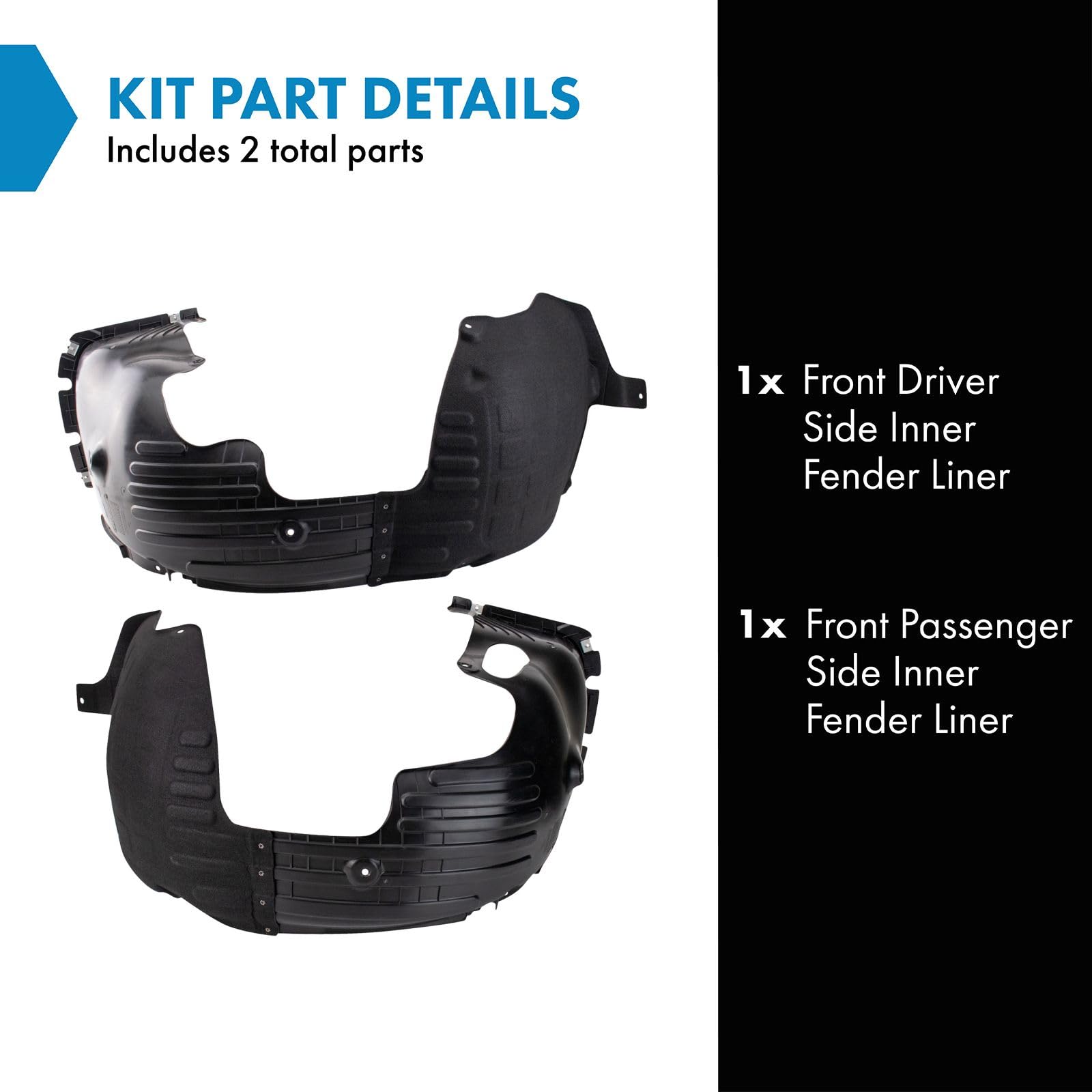 Trq Front Inner Fender Liner Set Compatible With 2019-2020 Kia Optima Ki1248158 Ki1249158