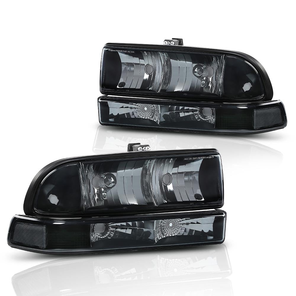 Cheda Headlights Assembly Headlamp Compatible With Chevy Blazer 1998-2005/Chevy S10 Pickup 1998-2004 W/Bumper Turn Signal Lights