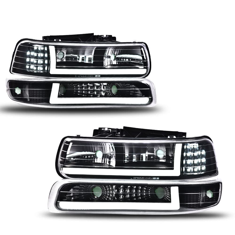 Pit66 Led Headlight Assembly Compatible With 1999-2002 Chevy Silverado / 2000-20
