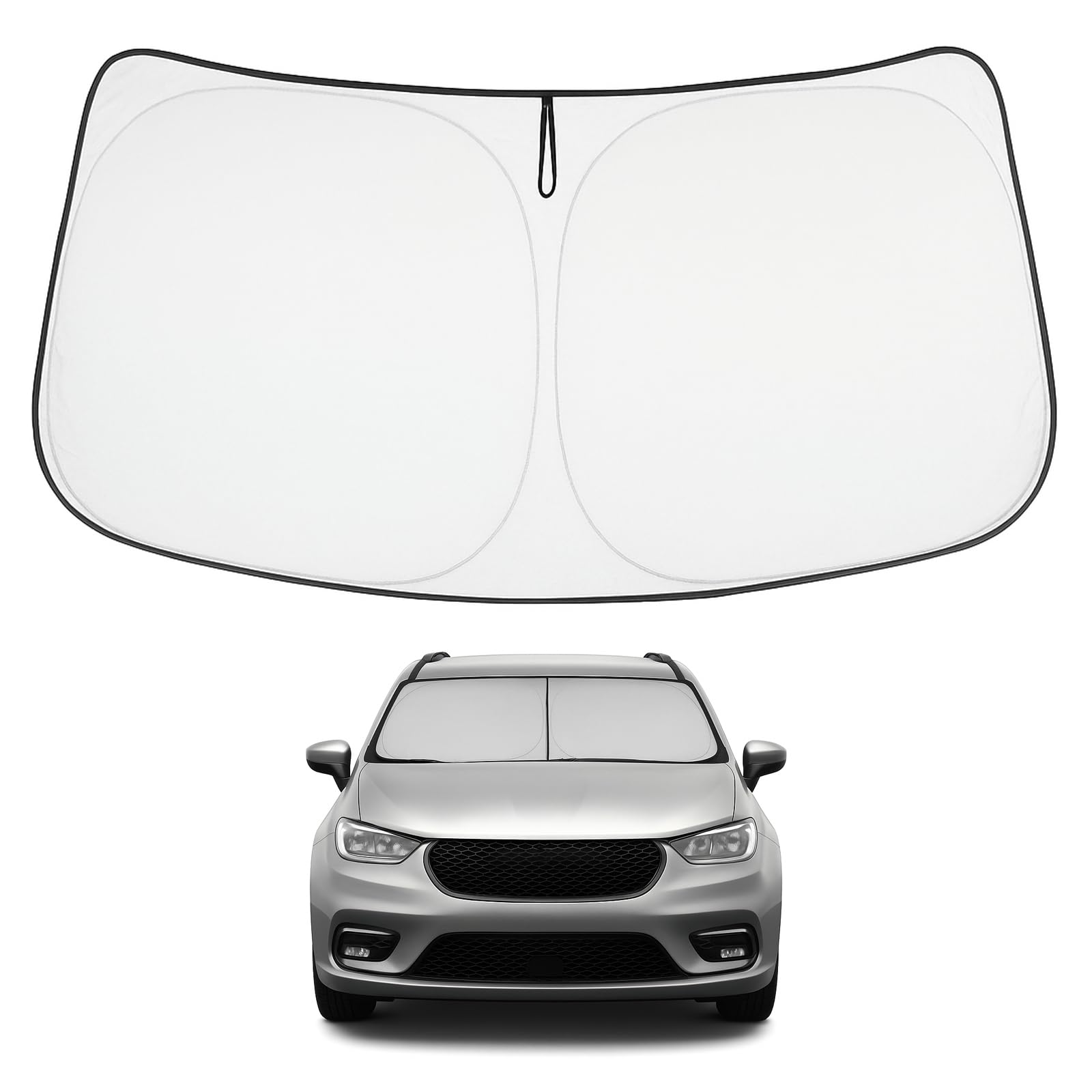 Proadsy 2025 Upgrade Windshield Sun Shade Custom Fit Chrysler Pacifica 2017-2024 2025 4-Layer Foldable Front Sunshade Protector