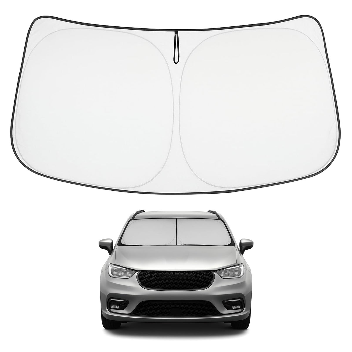 Proadsy 2025 Upgrade Windshield Sun Shade Custom Fit Chrysler Pacifica 2017-2024 2025 4-Layer Foldable Front Sunshade Protector