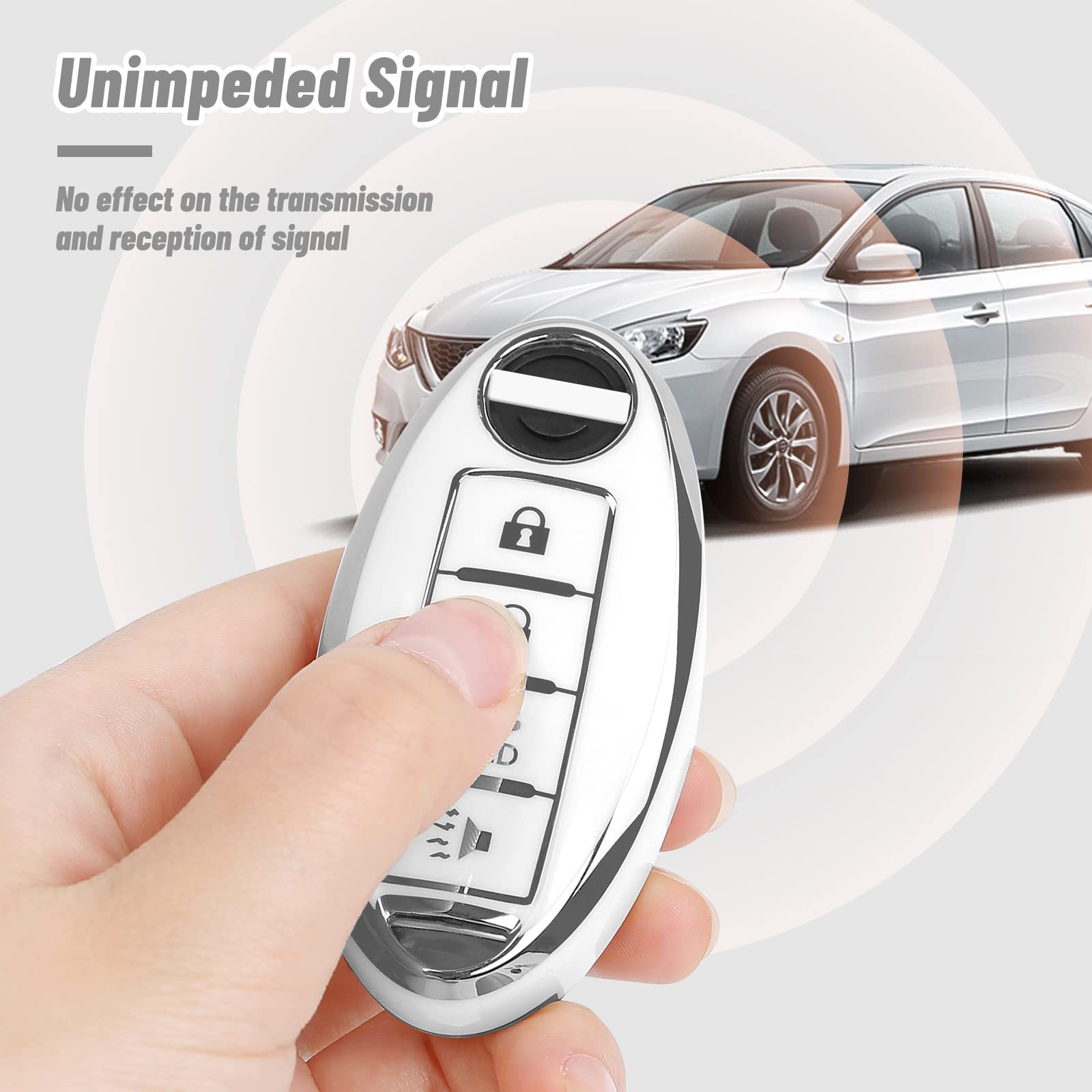 COGEEK Key Fob Cover with Bling Lanyard, Compatible with Nissan Altima Rogue Sentra Pathfinder Maxima Titan Murano Kicks Soft TP