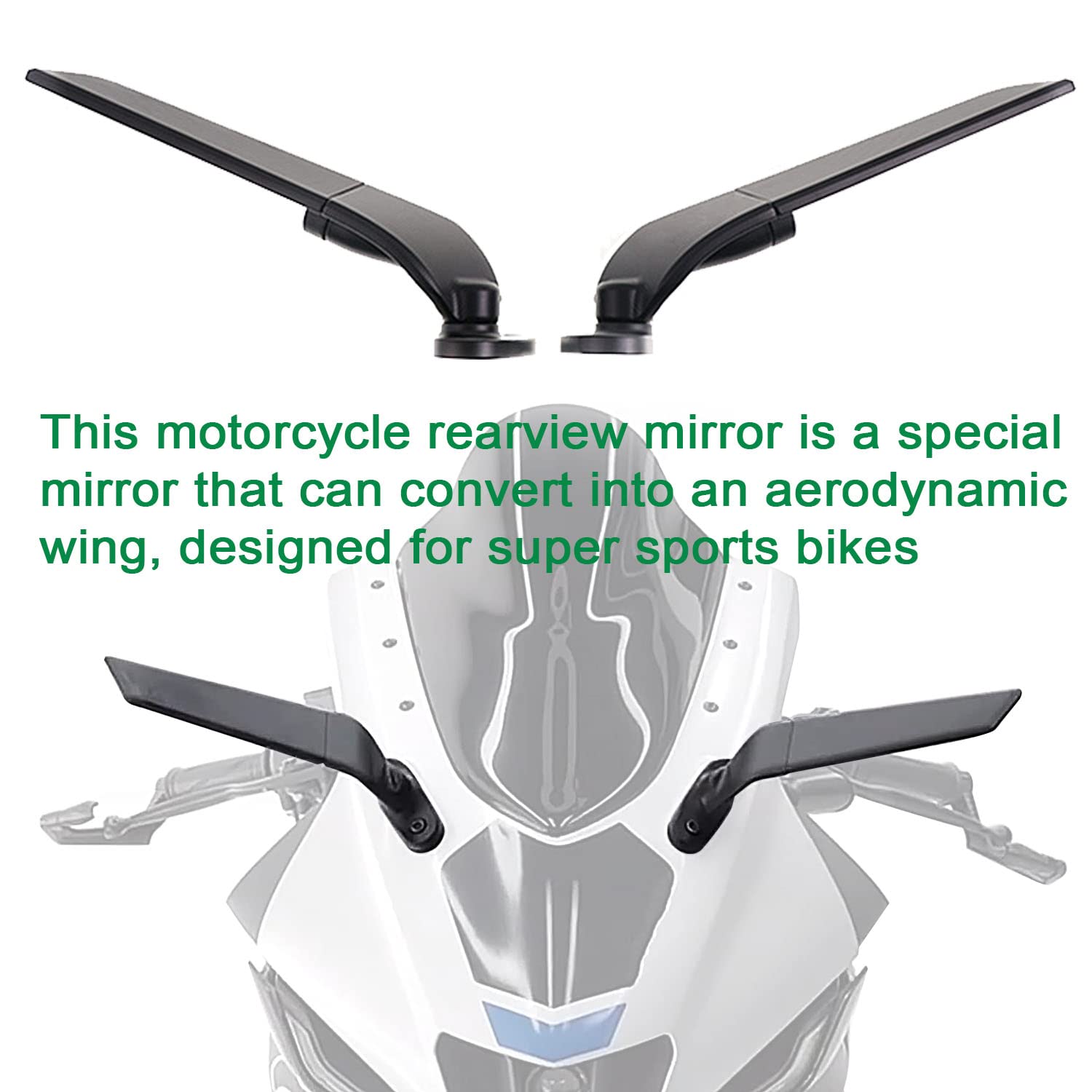 Modified Motorcycle Rearview Mirror,1 Pair Adjustable Rotating Side Mirrors,Wide Viewing Angle Wing Rearview Mirrors For Ninja 300 400 650 Zx6R Cbr1000Rr
