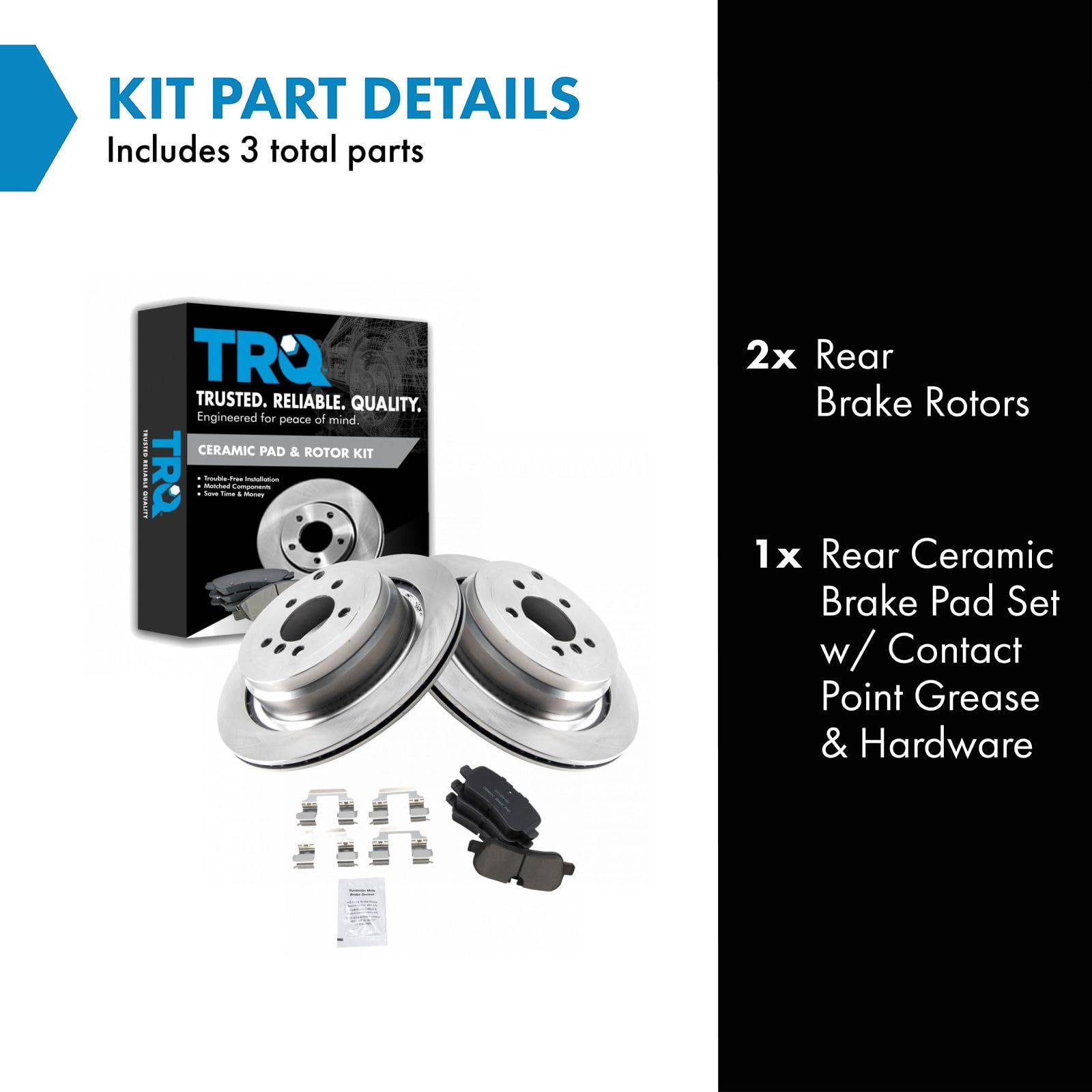 TRQ Rear Brake Pad & Rotor Kit Brake Pads Brake Rotor Ceramic Compatible with 2006-2009 Land Rover Range Rover