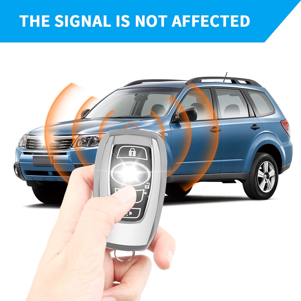 Qbuc For Subaru Key Fob Cover With Leather Keychain,Fit For Forester Crosstrek Outback Ascent Impreza Legacy Subaru 4-Buttons(Si