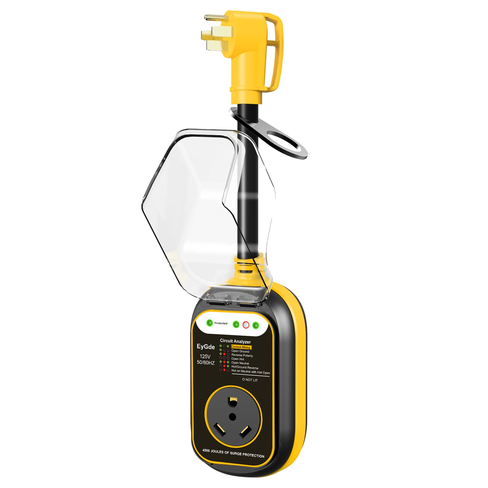 Eygde 50 Amp To 30 Amp Rv Adapter With Surge Protector Waterproof - Patented 4500J Rv Circuit Analyzer Voltage Protector For Cam