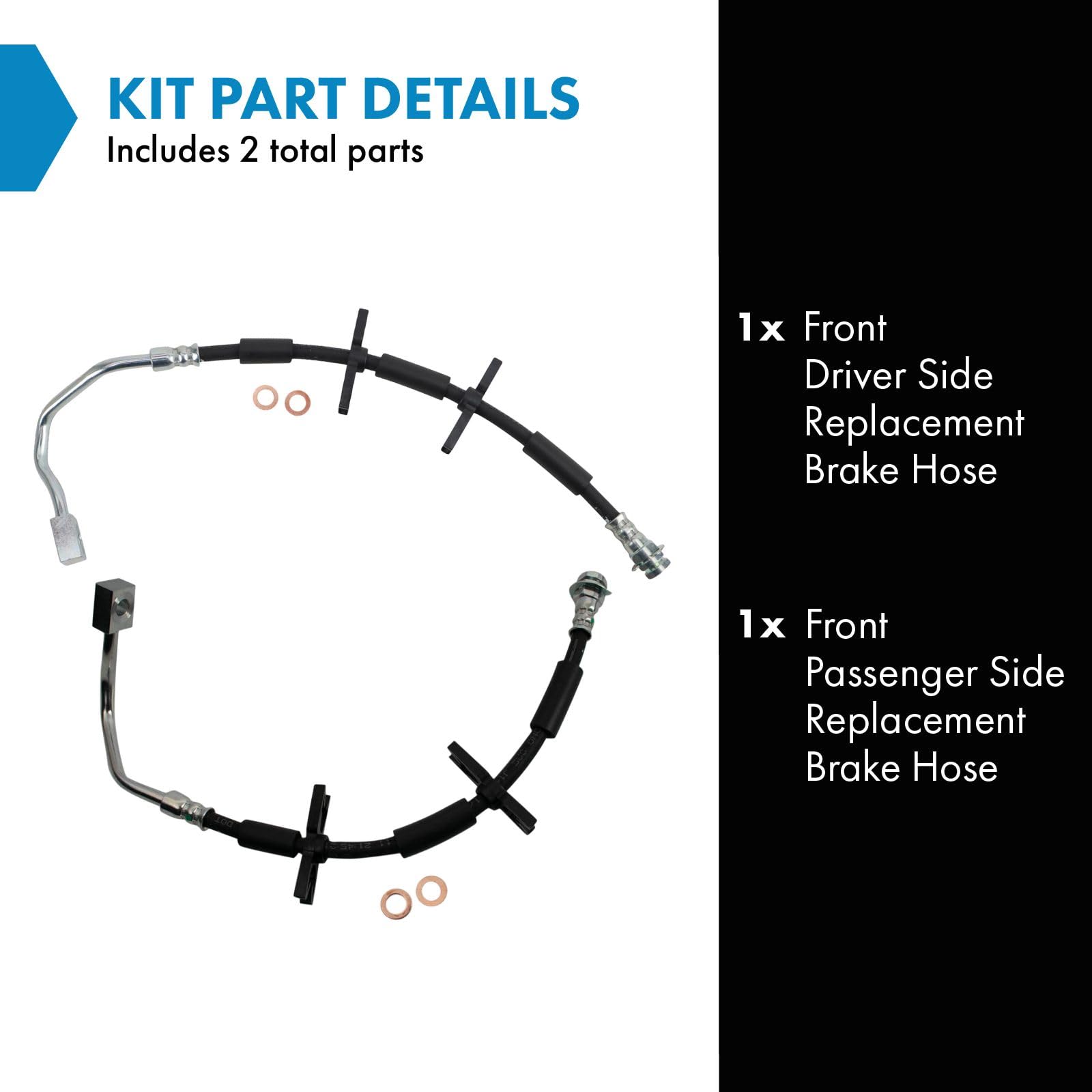 Trq Front Brake Hose Set Compatible With 2004-2005 Ford F-150