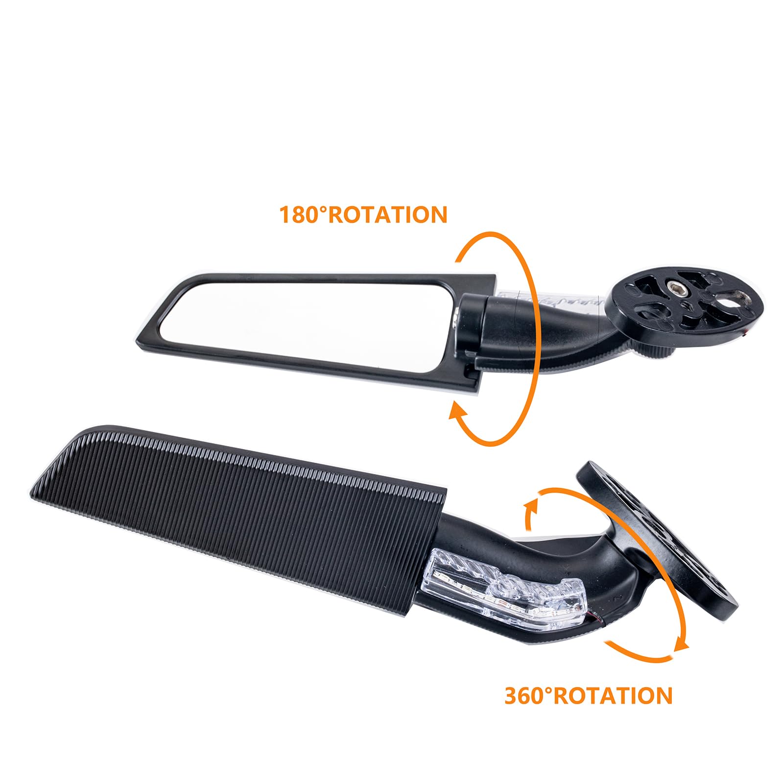 Xintre Motorcycle Rear View Mirrors with LED Turn Signal Lights Stealth Mirrors Compatible with Kawasaki Ninja 300 400 650 ZX6R,