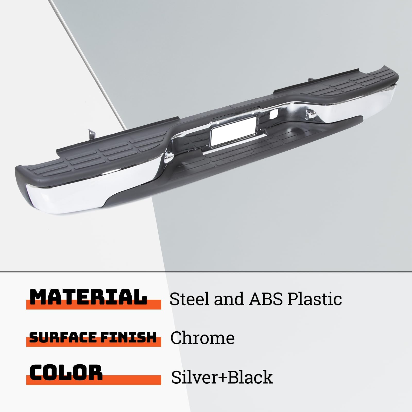 Ecotric Rear Step Bumper Bar Chrome Compatible With 1999-2006 Chevy Chevrolet Silverado Gmc Sierra 1500 2500 W/Pad & License Pla