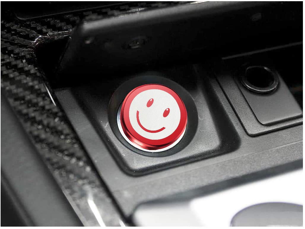 Aluminum Cigarette Lighter Socket Cover Cap. Universal Waterproof Dustproof Plug For Car Power Port Outlet(Red-Smile)