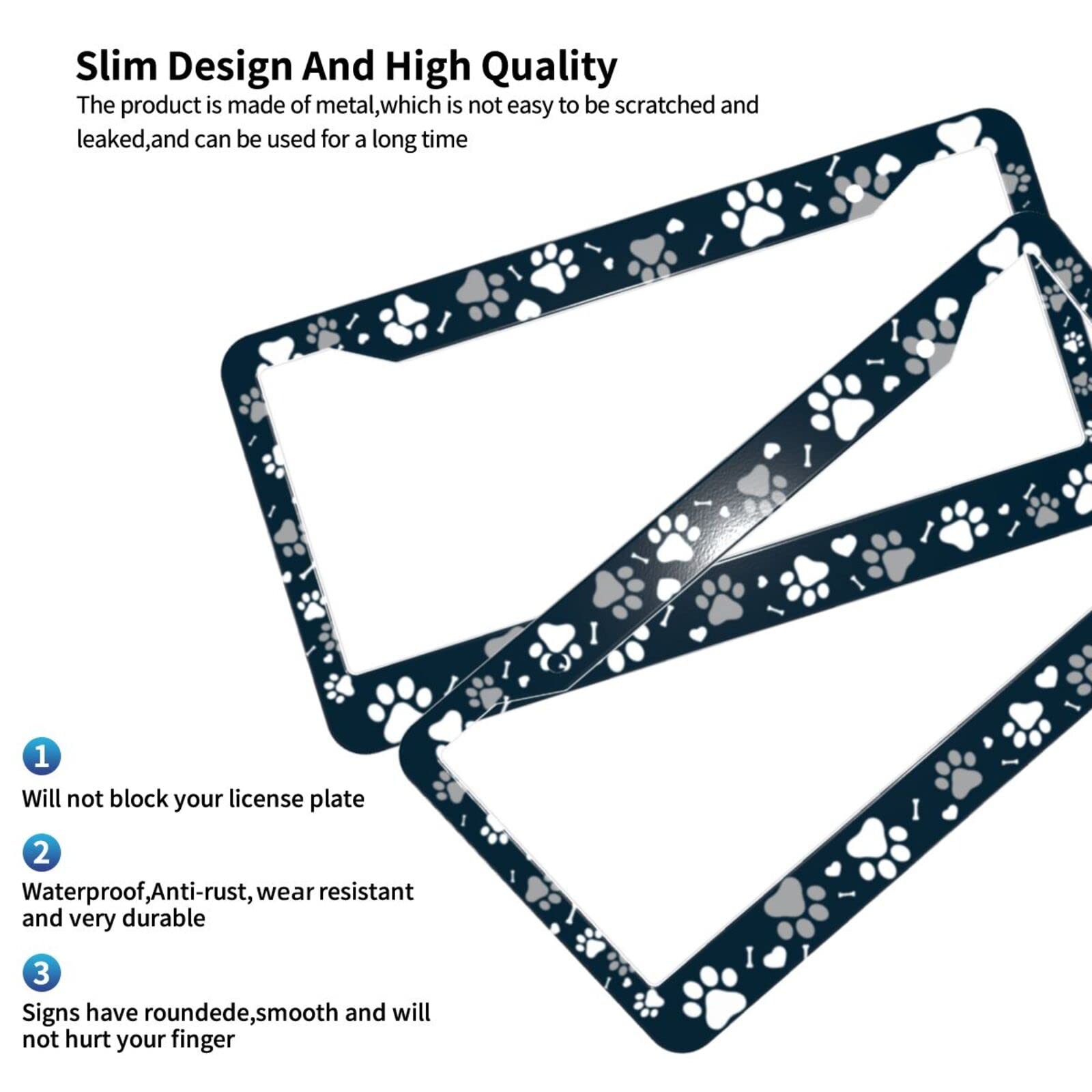 Dog Paw License Plate Frames,Paw License Plate Frames,paw Print License Plate Covers Cat Paw Print Car Tag Frame Holder Stainles