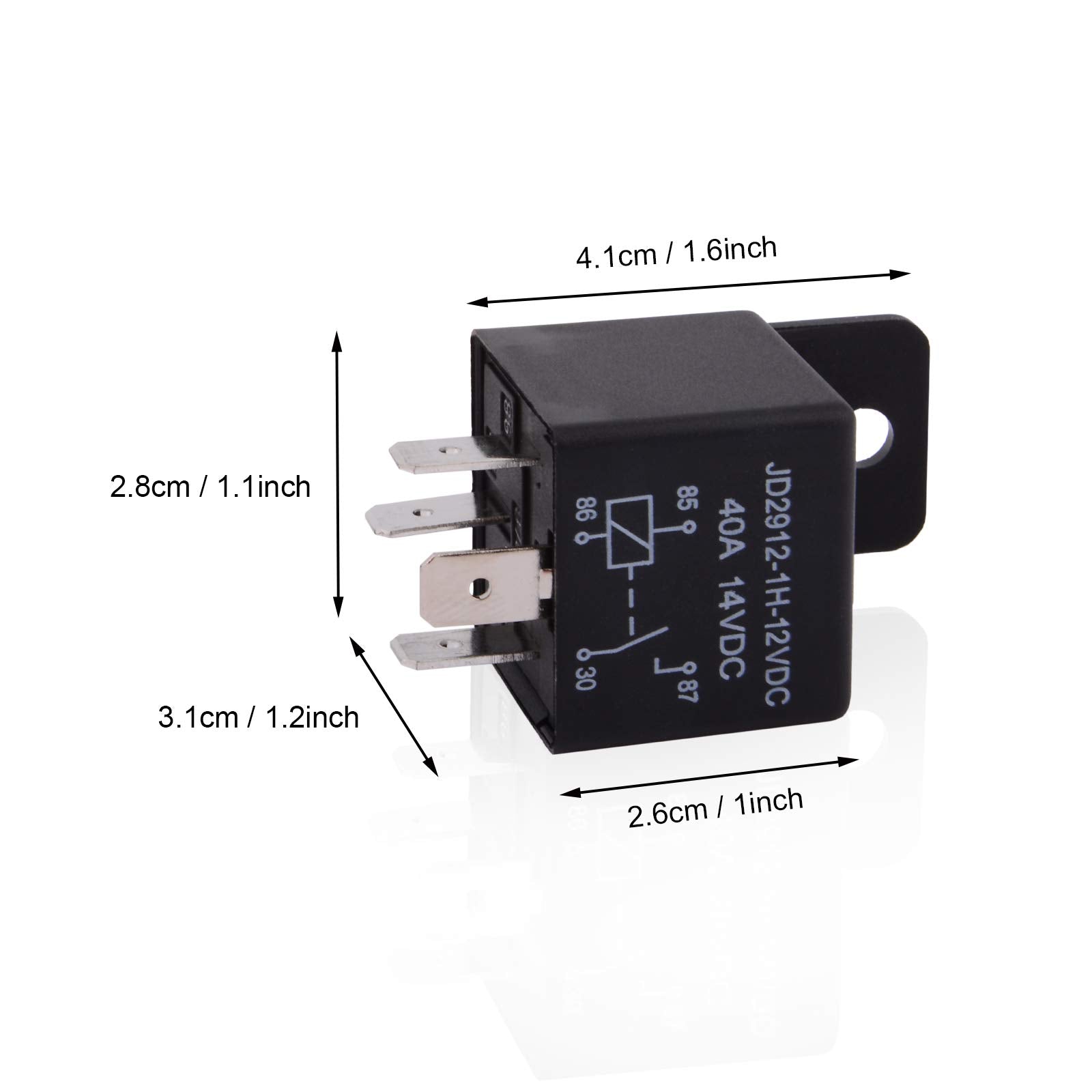 Ehdis Car Relay 4 Pin 12V 40Amp Spst Model No.: Jd2912-1H-12Vdc 40A 14Vdc, Auto Switches & Starters,Pack Of 2