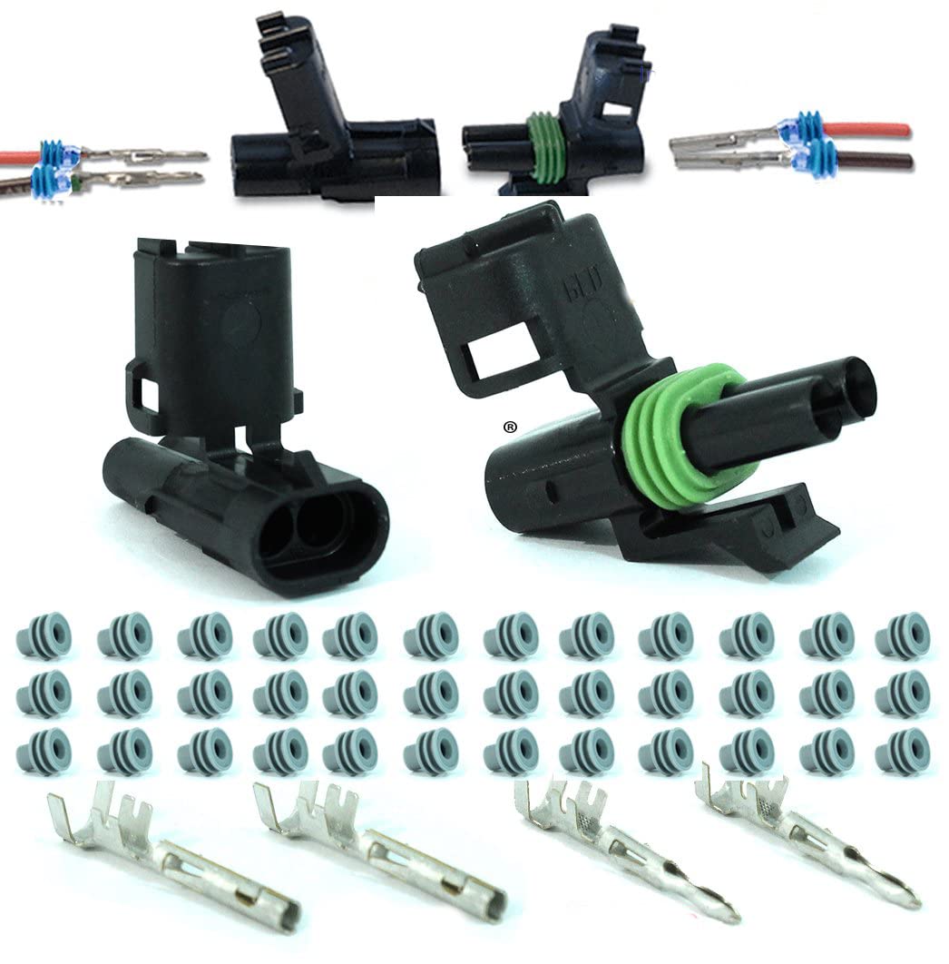 Liphontcta Packard 12 Completed Set (2 Circuits) Weatherpack, Waterproof, Terminal Kit 14, 16 Awg