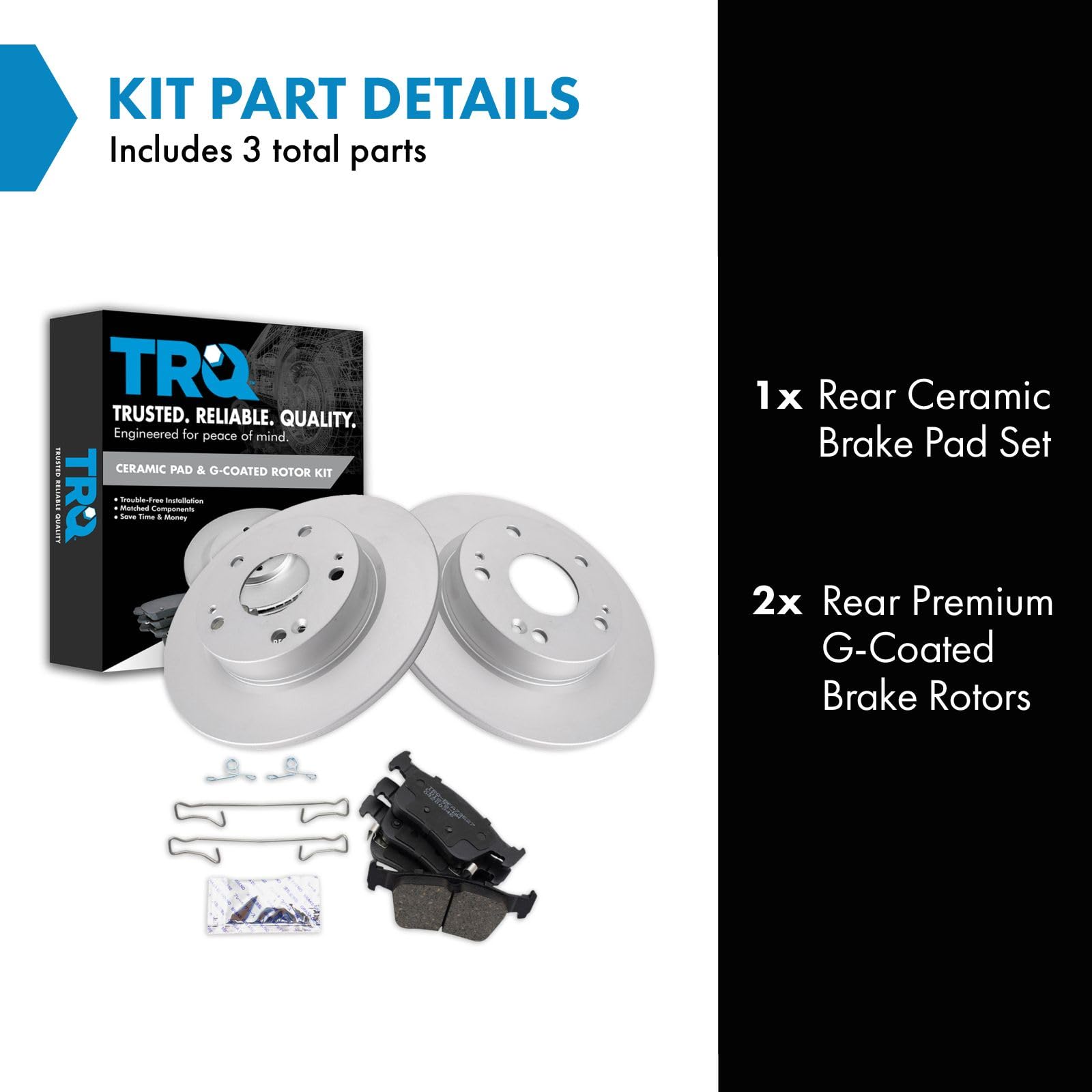 Trq Rear Brake Pad & Rotor Kit Brake Pads Brake Rotor Ceramic Premium G-Coated Compatible With 2016-2022 Honda Civic