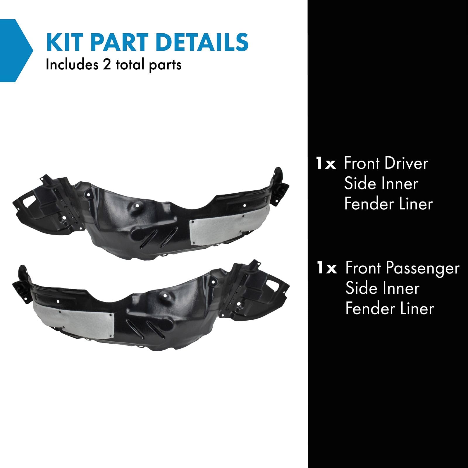 Trq Front Inner Fender Liner Set Compatible With 2017-2019 Toyota Corolla To1248210 To1249210