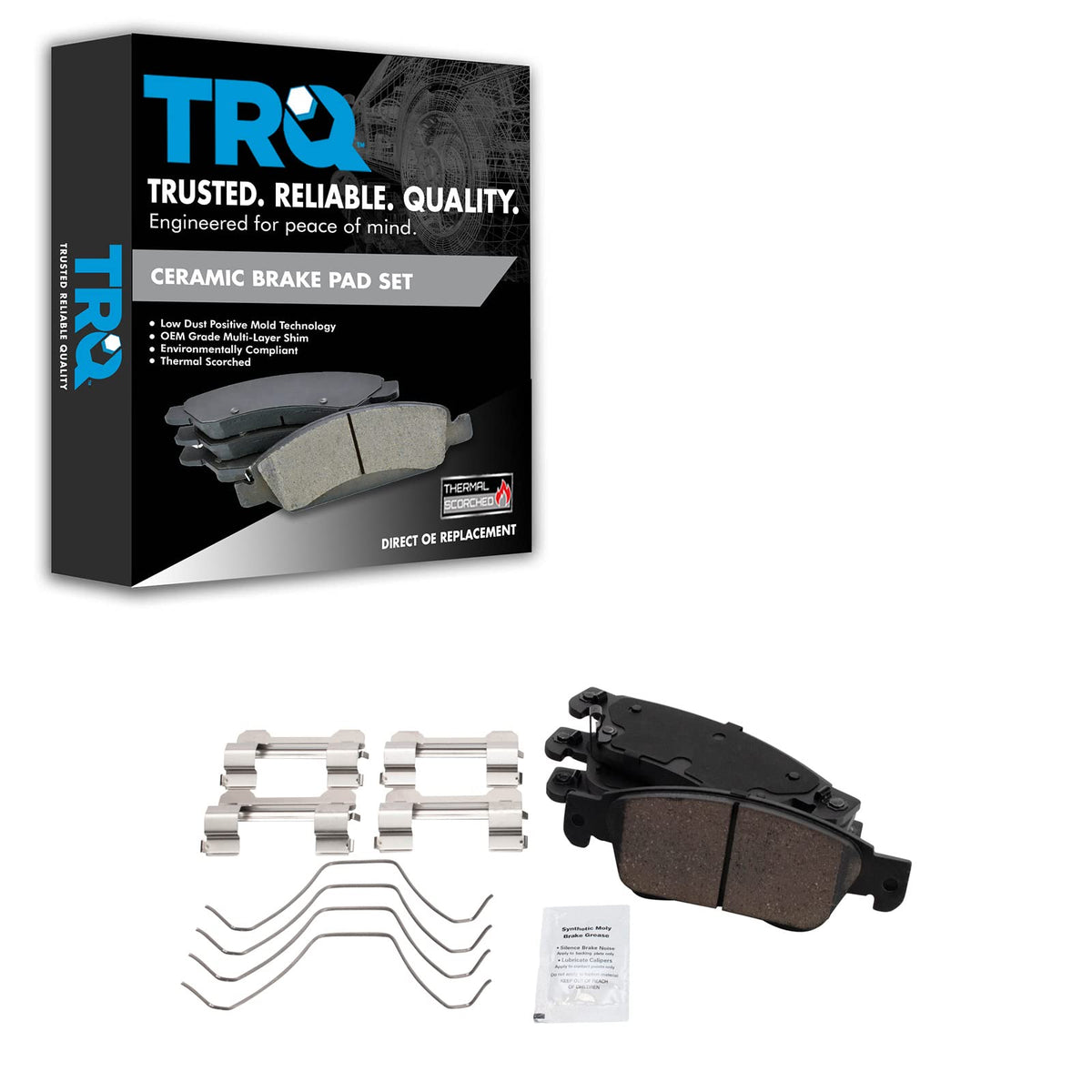 TRQ Front Brake Pads Ceramic Compatible with 2007-2008 INFINITI G35 2008-2013 G37 2014-2015 Q60