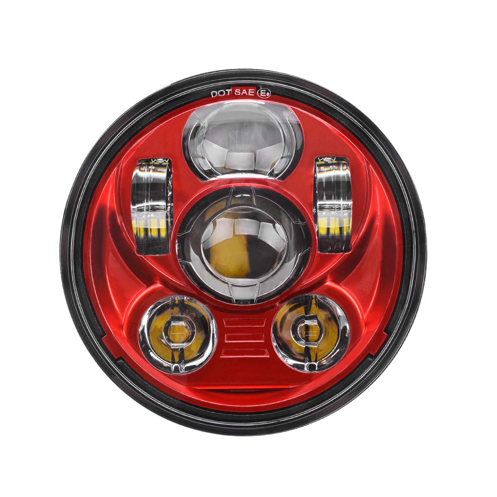 Tugwuetlwu 5-3/4 Inch Led Motorcycle Headlight Compatible With Harley Davidson Sportster Dyna Street Bob Low Rider Wide Glide Ir