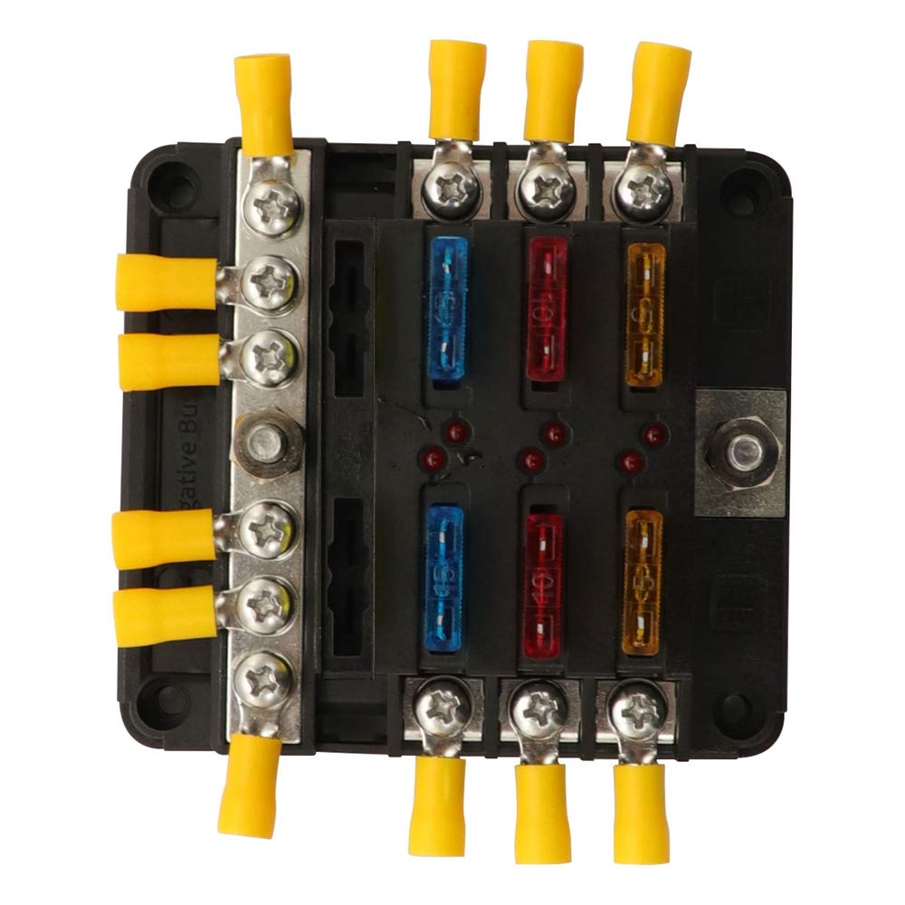 Tiyang 6 Circuits Fuse Block Boat Camper Car Grounding Blocks Truck Rv Solar Fuses Box 12 Connectors