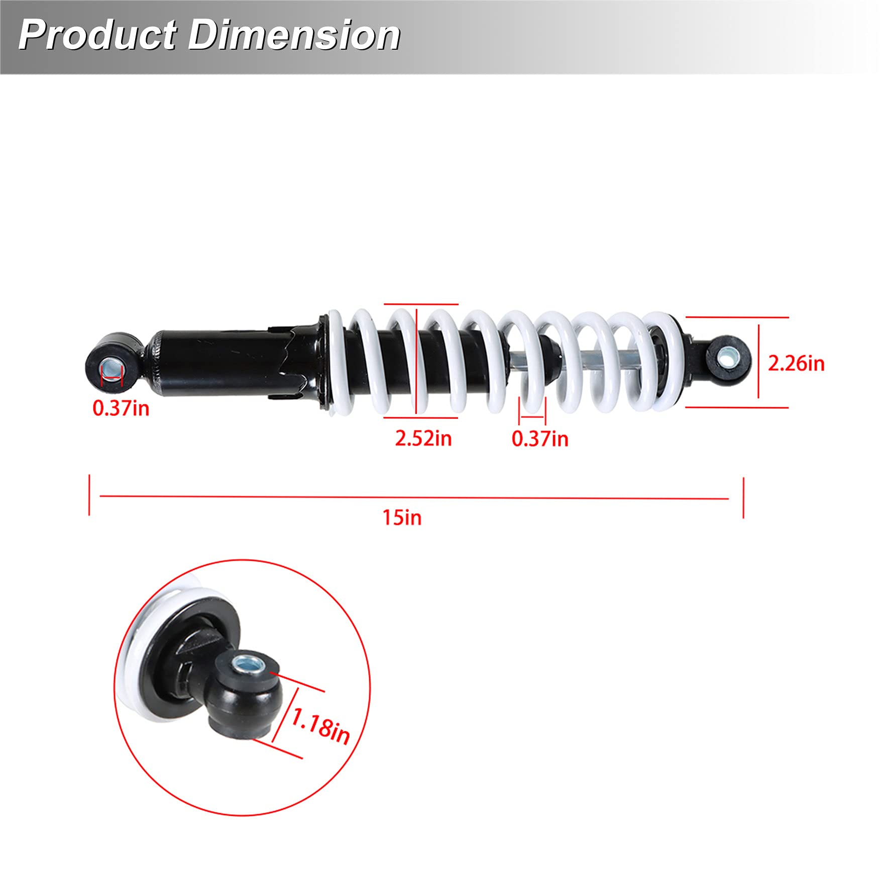 Waltyotur 360Mm 14 Rear Shock Absorber White Replacement For Atv Quad Buggy Pit Dirt Bike 110Cc 125Cc 150Cc