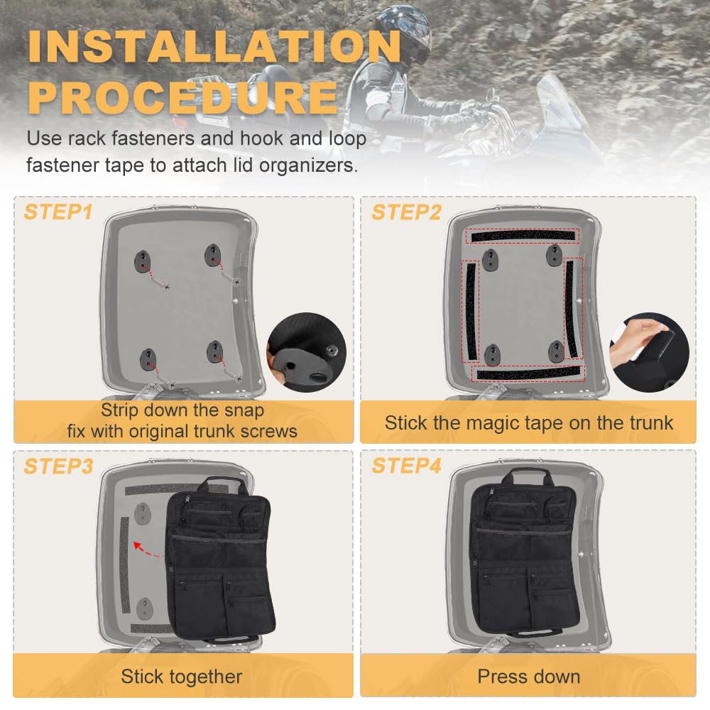 Rearace Tour Pack Trunk Lid Organizer Bag Pouch Fit For Street Glide Road King Road Glide Electra Glide Touring Travel