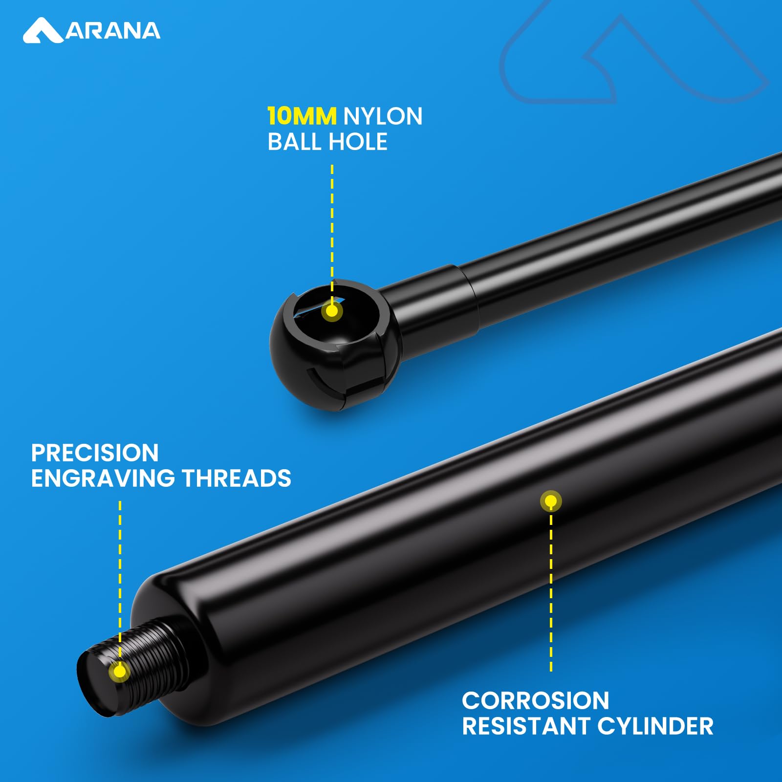 Arana 16 Inch 100 Lb Gas Struts Spring Shocks, Se157P110M10 16 '' Lift Supports For Heavy Lid Toolbox, Truck Tonneau Cover, Rv B