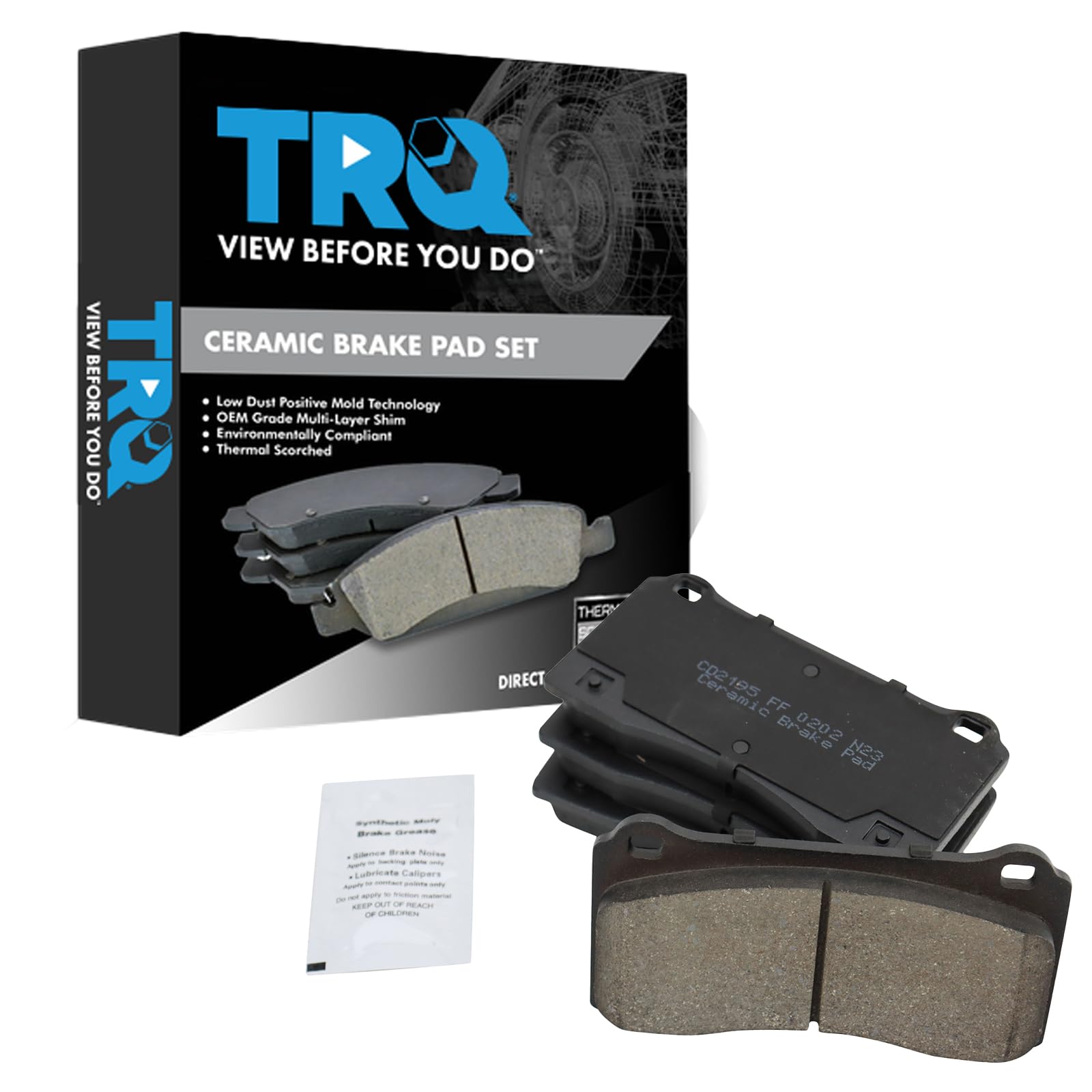 TRQ Front Brake Pads Ceramic Compatible with 2017-2018 Tesla 3