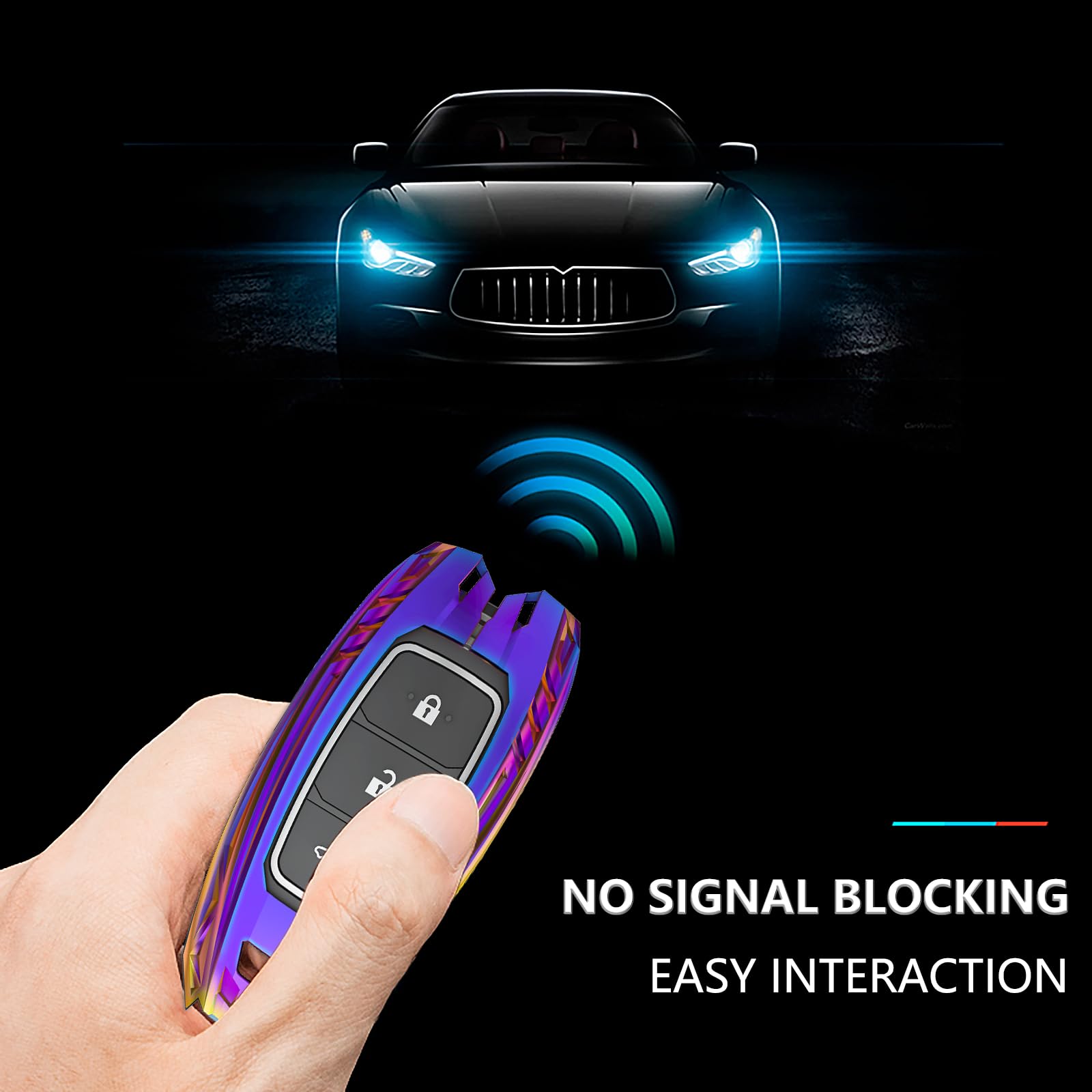 Ocezbiis For Hyundai Key Fob Cover,Keychain,Zinc Alloy Protection Car Key Shell Case Compatible With Hyundai Smart Remote Keyles