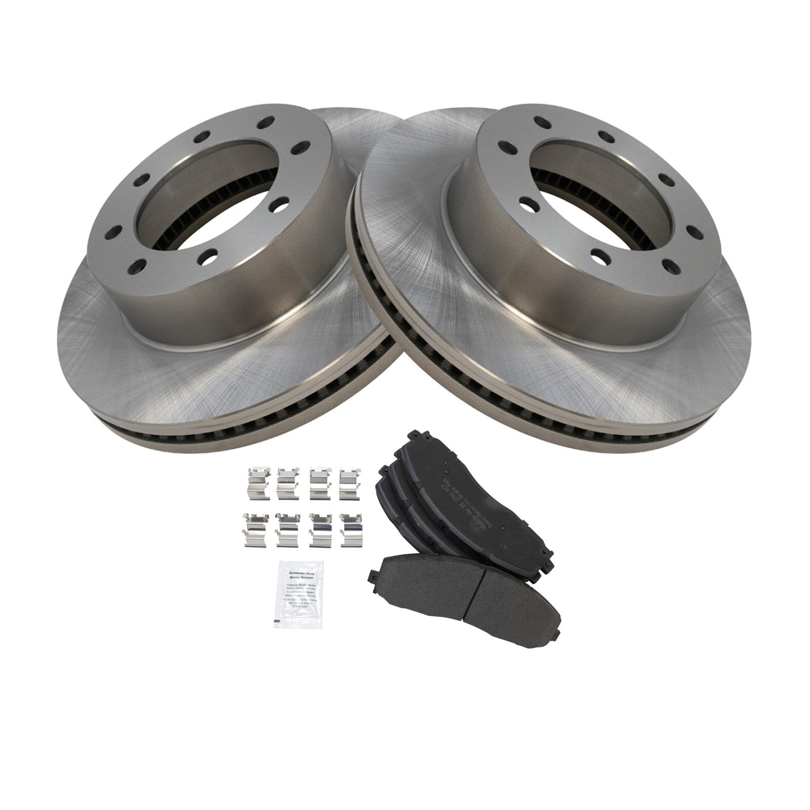 Trq Front Brake Pad & Rotor Kit Brake Pads Brake Rotor Semi-Metallic Compatible With 2013-2019 Ford F-250 Super Duty F-350 Super