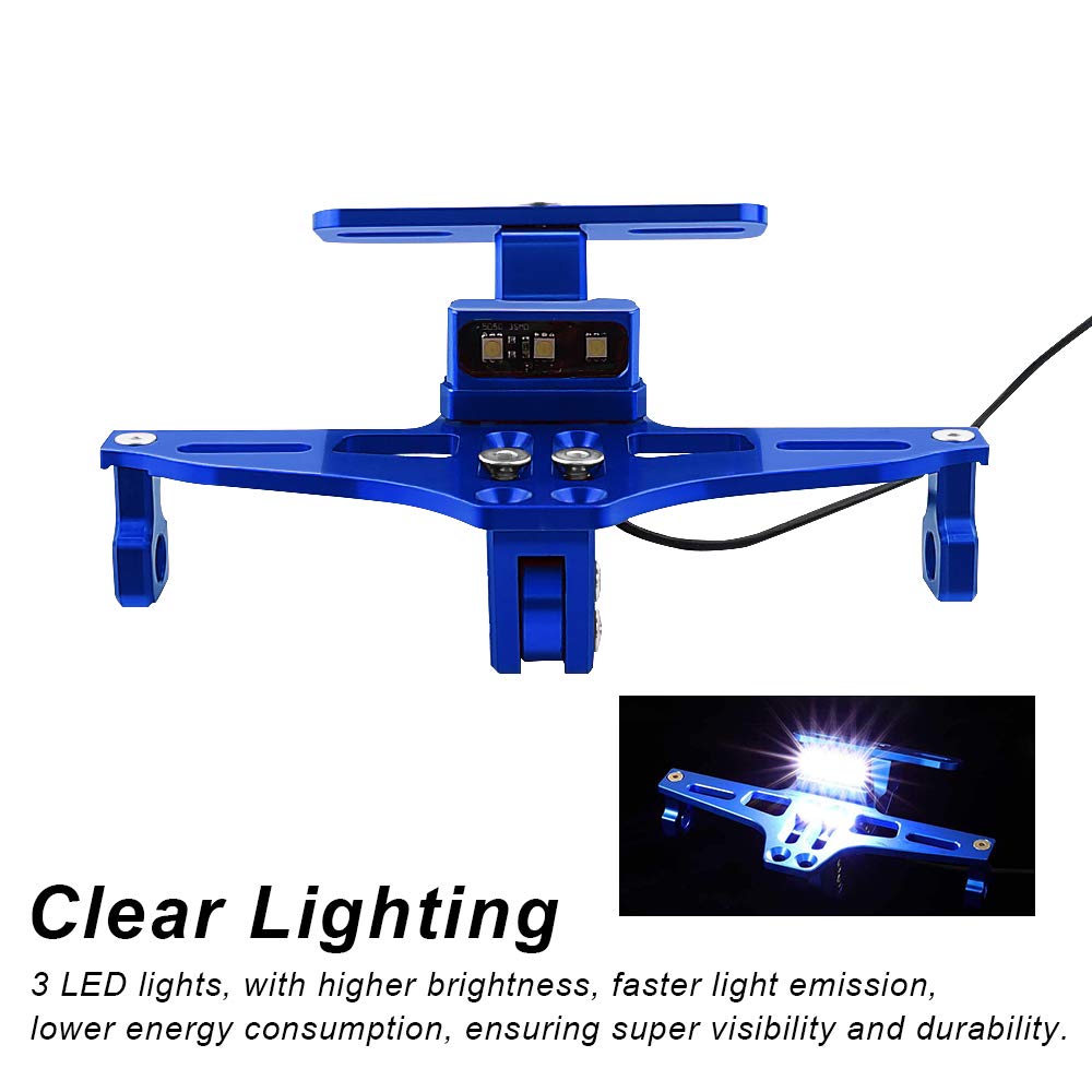 Mdpromcp Universal Motorcycle Fender Eliminator With Led Light Cnc Aluminum License Plate Bracket (Blue)