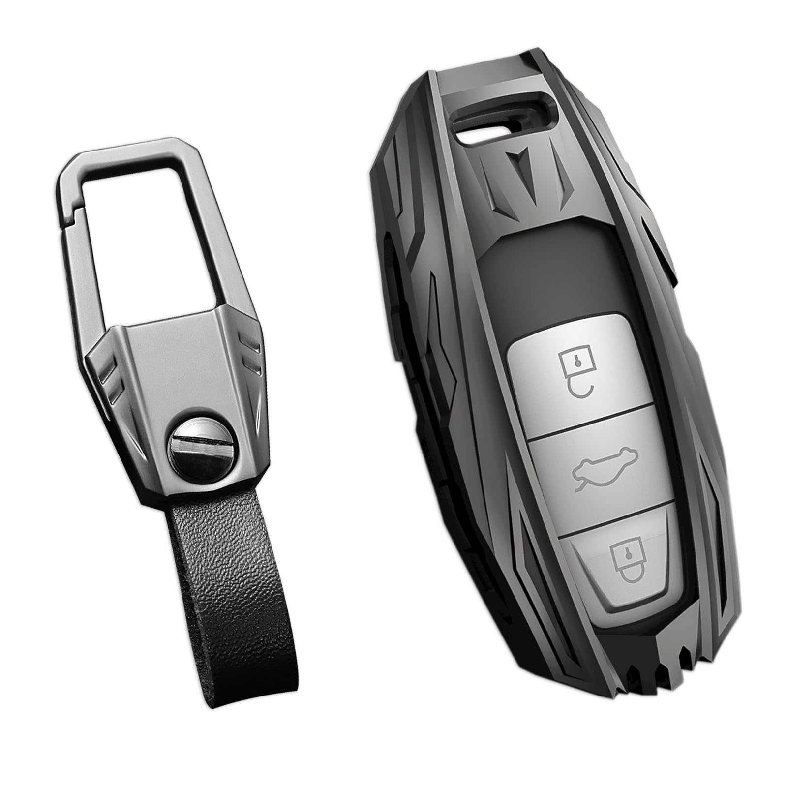 Ocezbiis For Audi Key Fob Cover,Keychain,Zinc Alloy Protection Car Key Case Compatible With 2019-2023 A3 A6 A6L A7 E-Tron A8 Q8