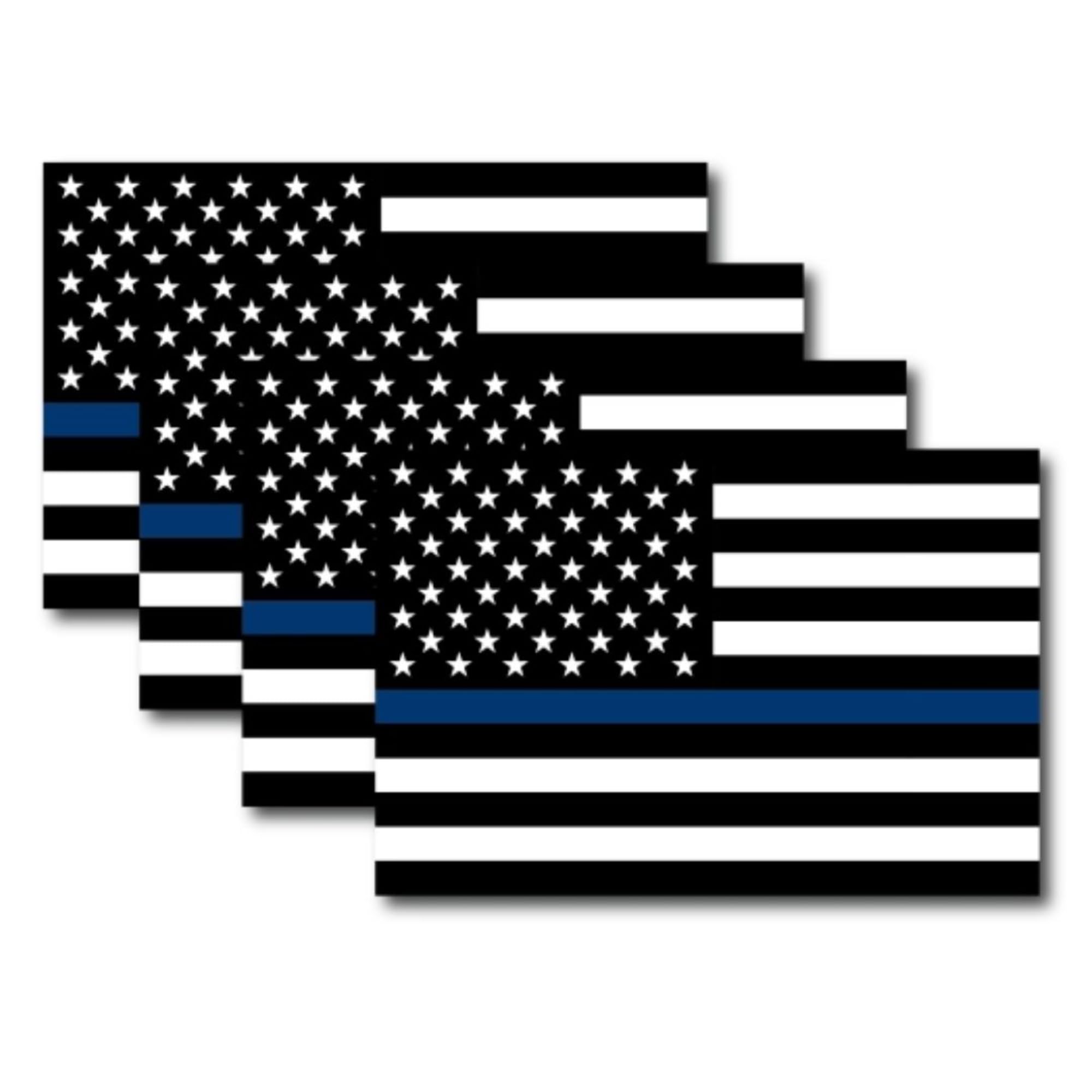 Magnet Me Up Thin Blue Line Magnet Decal, 4X6 Inches, 4 Pack, Black And Blue, Heavy Duty Automotive Magnet For Car Truck Suv, In