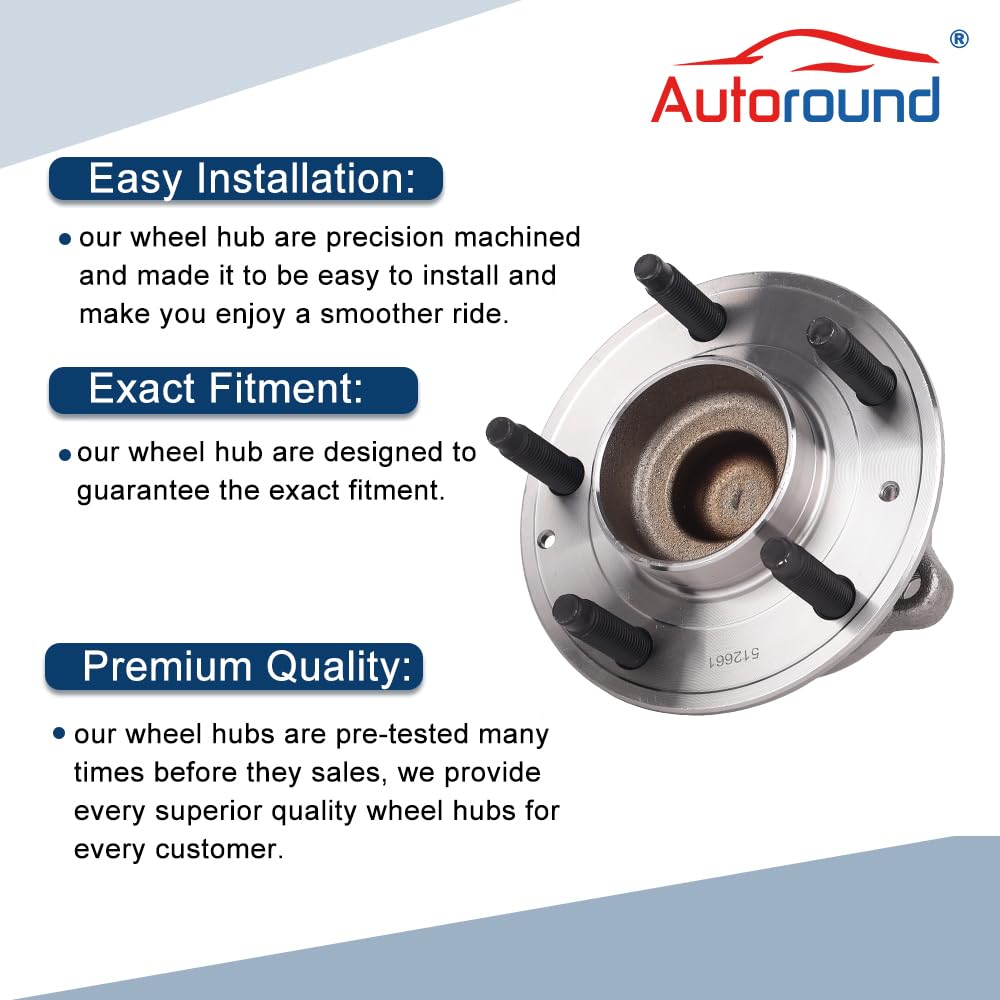 Autoround 512661 Wheel Hub and Bearing Assembly Front or Rear fit for Chevy Malibu 2016-2022, Buick Lacrosse 2017-2019/ Envision