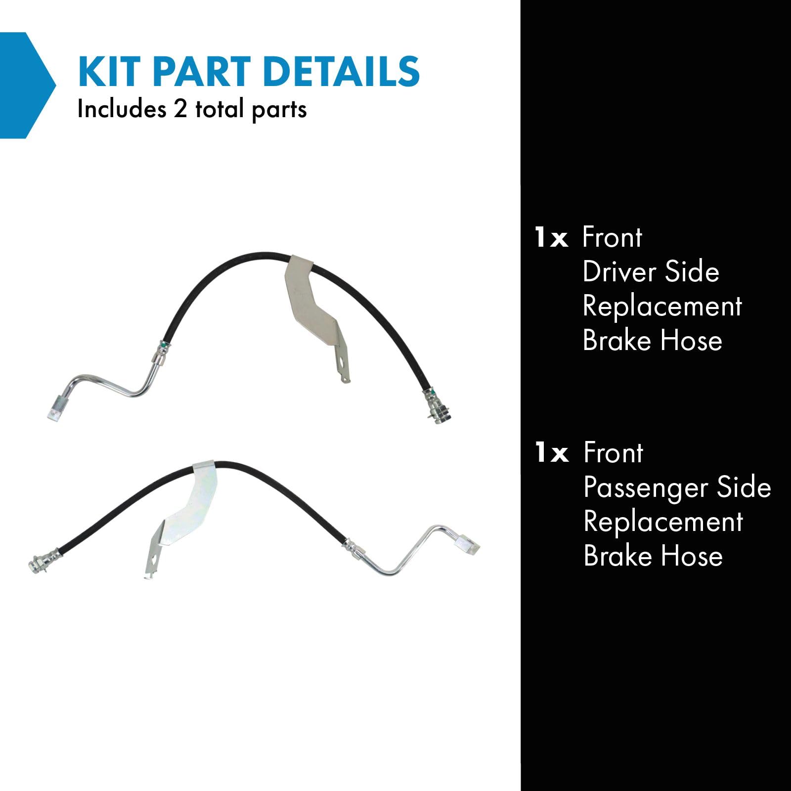 Trq Front Brake Hose Set Compatible With 2008-2012 Ford F-250 Super Duty F-350 Super Duty