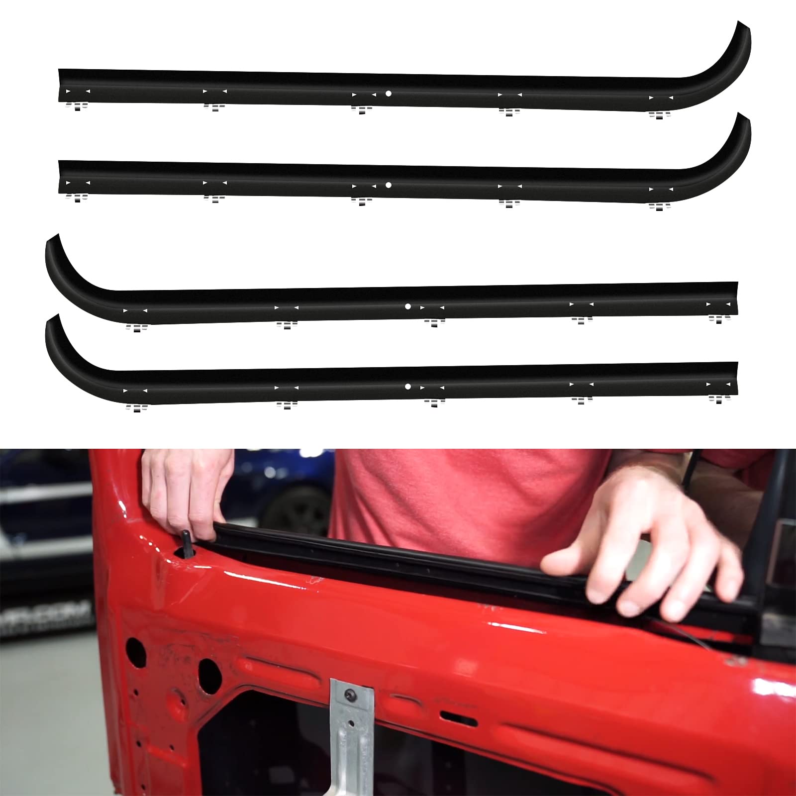 Aclong Front Inner & Outer Window Molding Sweep Felt Trim Seal Weatherstrip Kit Compatible With Ford F-150 F-250 F-350 Bronco 19