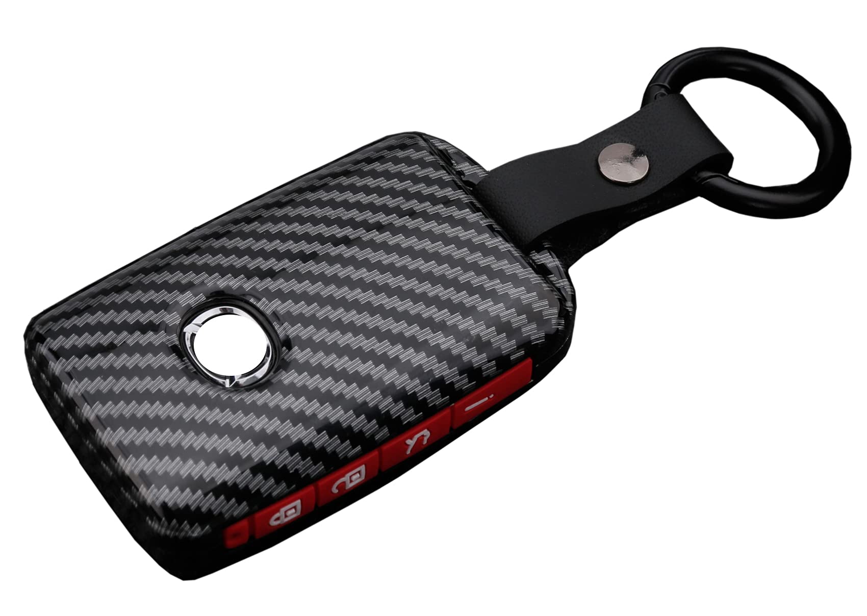 Key Fob Cover Case Fit For 2019-2021 Mazda 3, Mazda 3 Hatchback, Mazda Cx4 Cx5 Cx8 Cx9 Cx-30, Mazda 6 Wazske11D01 Keyless Entry Remote Case Holder Abs Carbon Fiber Pattern (Red)